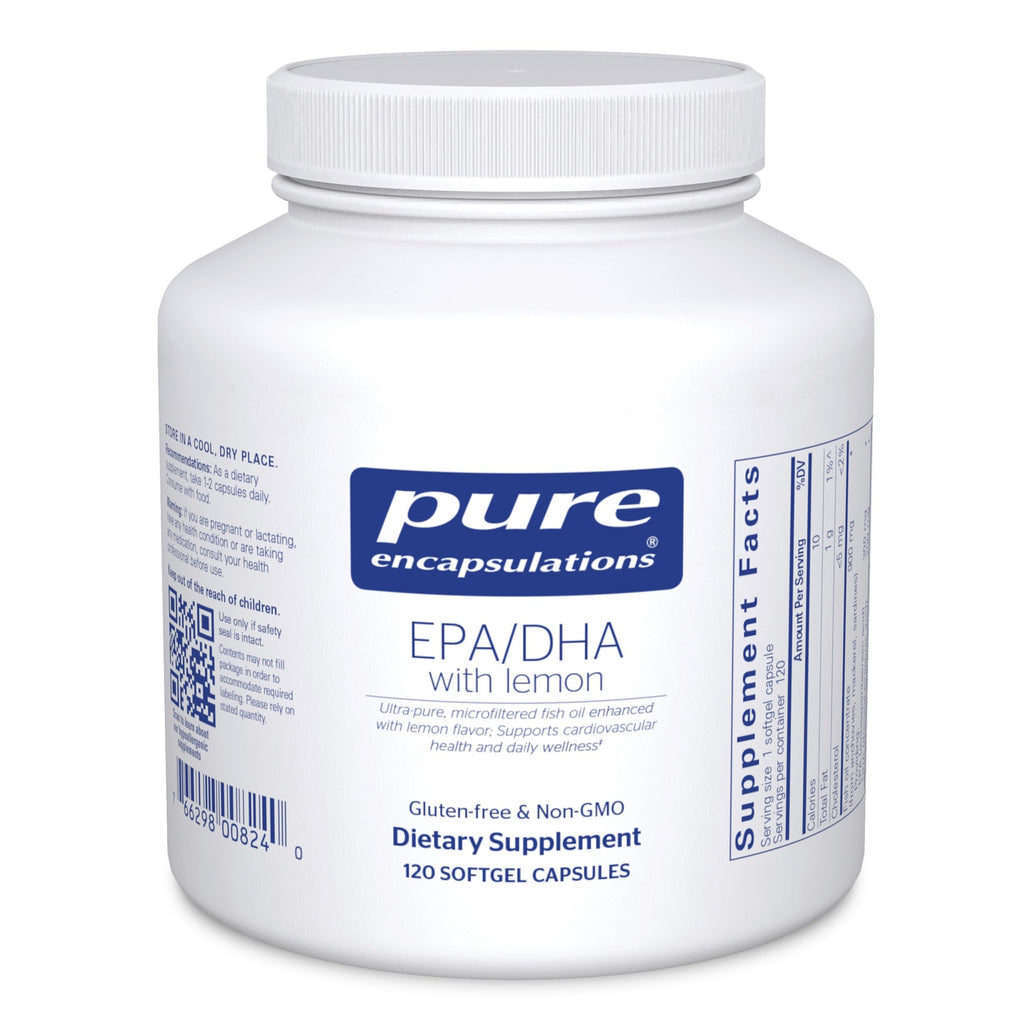 Pure Encapsulations EPA/DHA with Lemon – Ultra-Pure Molecularly Distilled Fish Oil, 120 Softgels