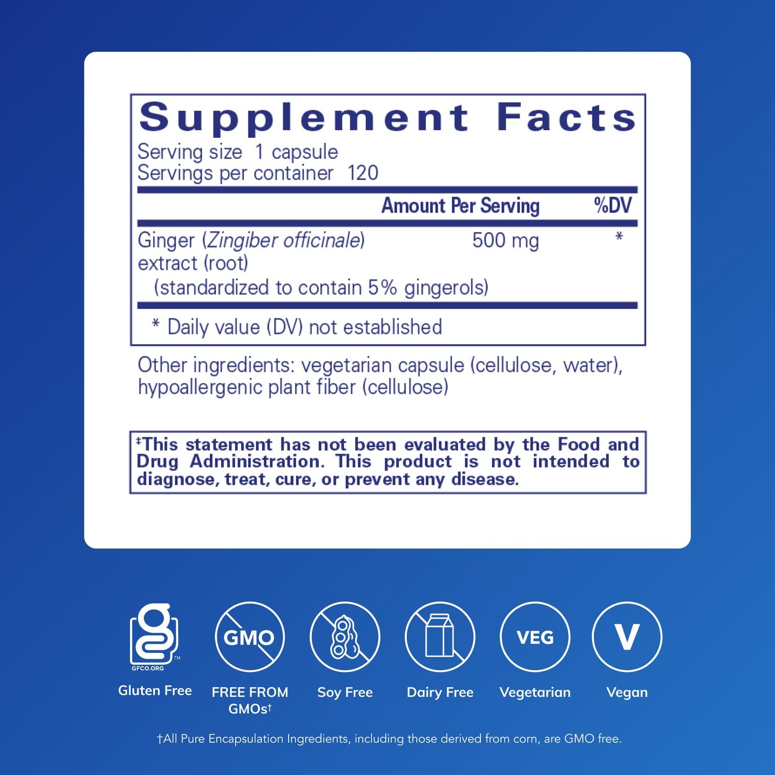 Pure Encapsulations Ginger Extract | Digestive, Cardiovascular & Musculoskeletal Support | 120 Capsules