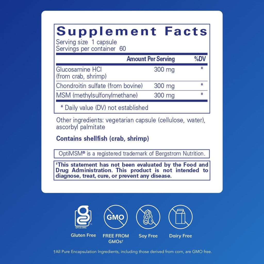 Pure Encapsulations Glucosamine Chondroitin with MSM – Joint Health Support, Gluten-Free & Non-GMO, 60 Capsules