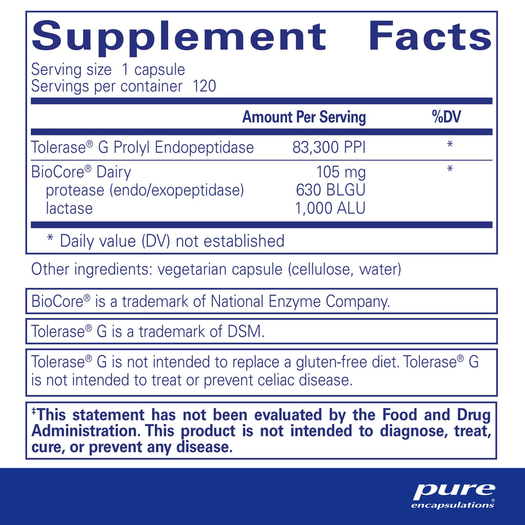 Pure Encapsulations Gluten/Dairy Digest | Enzyme Blend for Gluten & Dairy Digestion | 120 Capsules