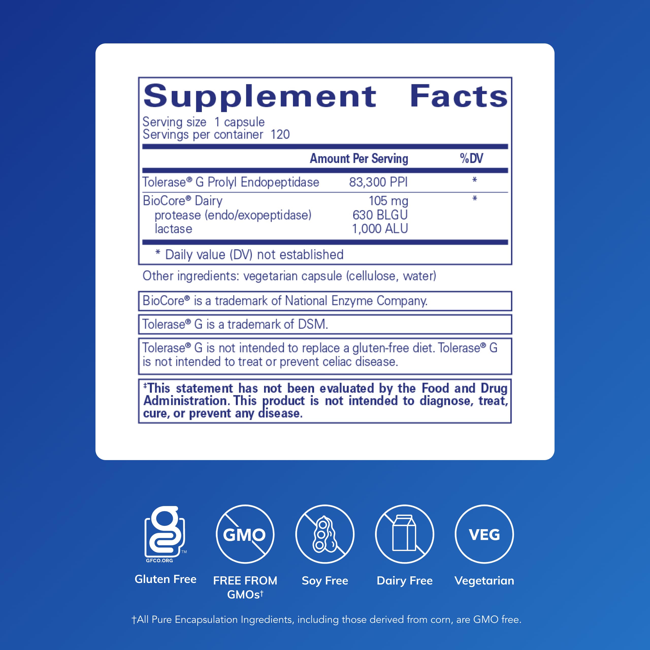 Pure Encapsulations Gluten/Dairy Digest | Enzyme Blend for Gluten & Dairy Digestion | 120 Capsules