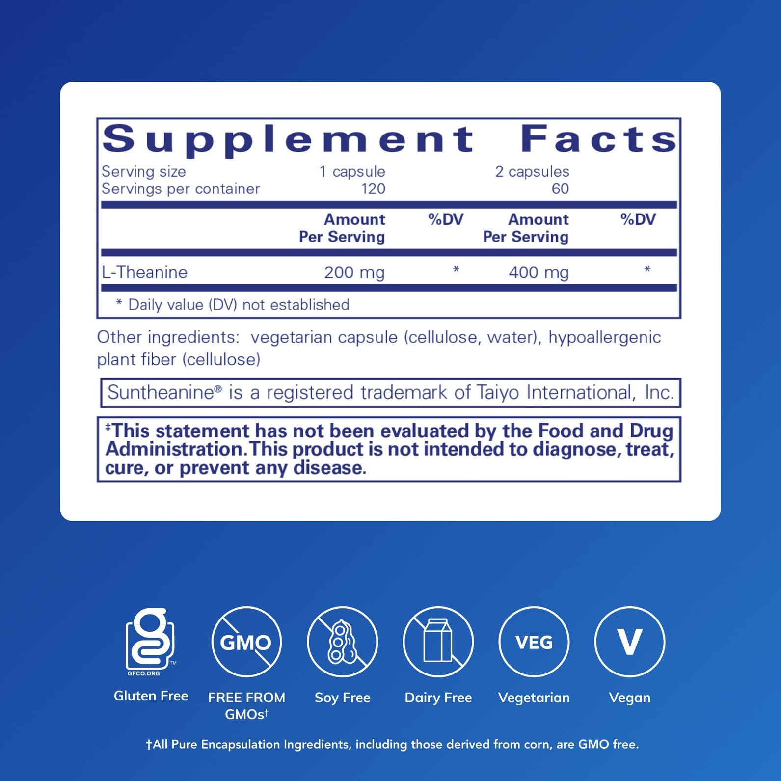 Pure Encapsulations L-Theanine - Relaxation & Stress Support - 120 Capsules