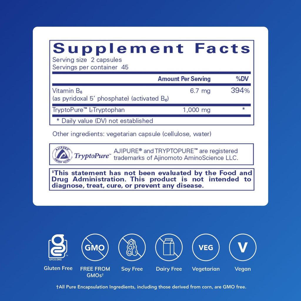 Pure Encapsulations L-Tryptophan | Relaxation, Serotonin Support, PMS & Sleep* | 90 Capsules