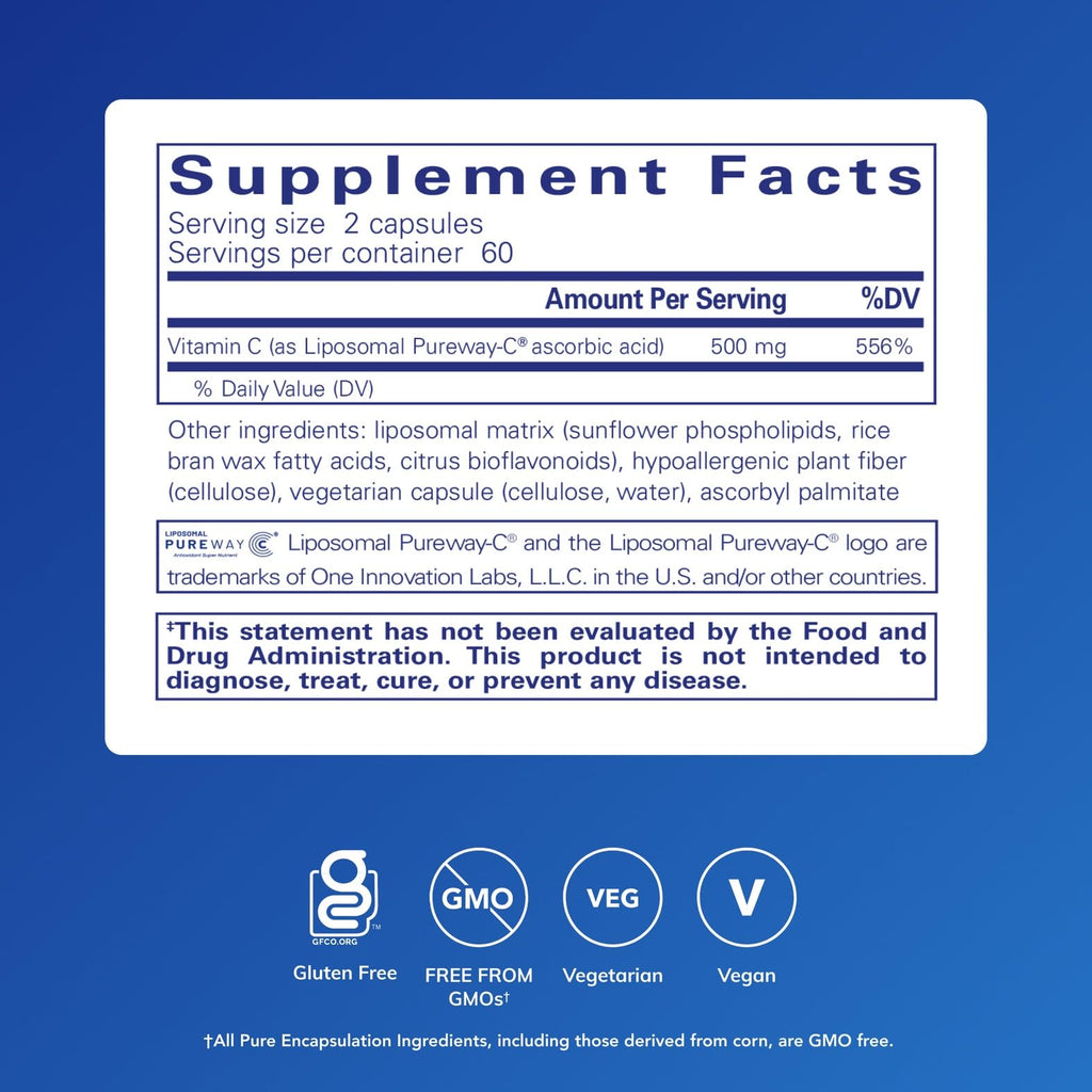 Pure Encapsulations Liposomal Vitamin C – Immune Support (120 Capsules)