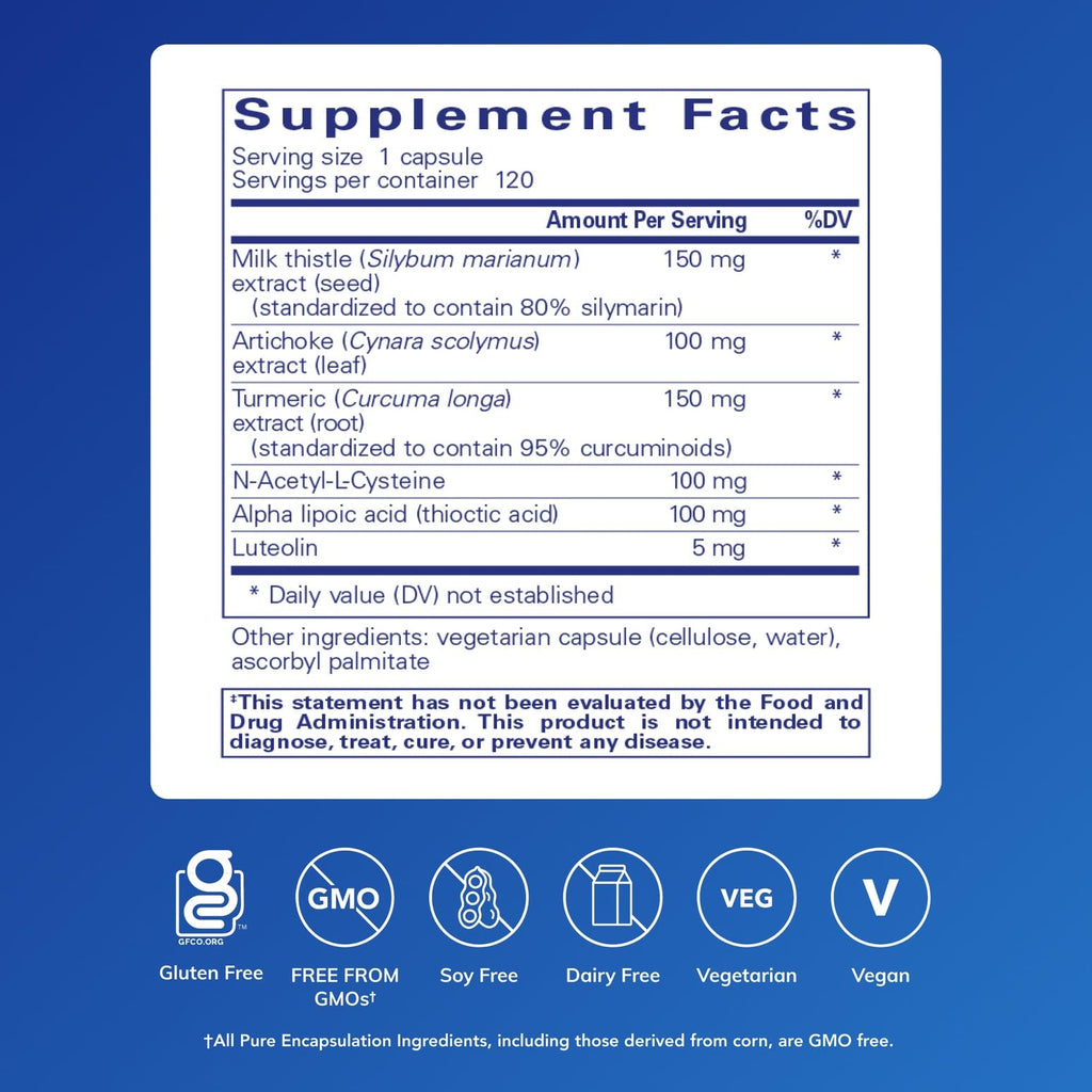 Pure Encapsulations LVR Formula | Hypoallergenic Liver Health & Antioxidant Support | 120 Capsules