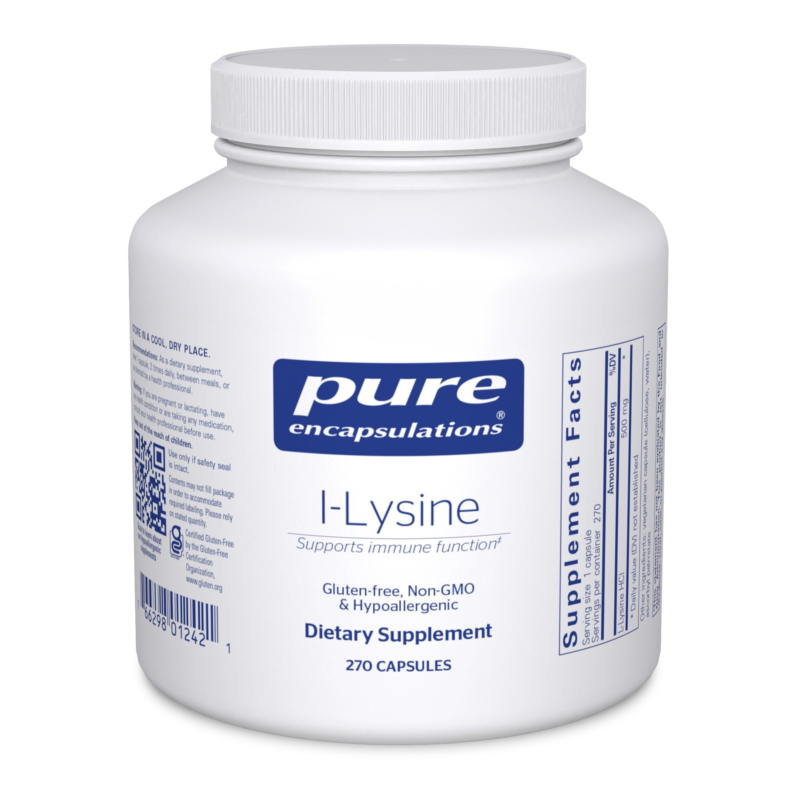 Pure Encapsulations L-Lysine 270 Capsules | Immune Support & Gum Health | L-Lysine HCl
