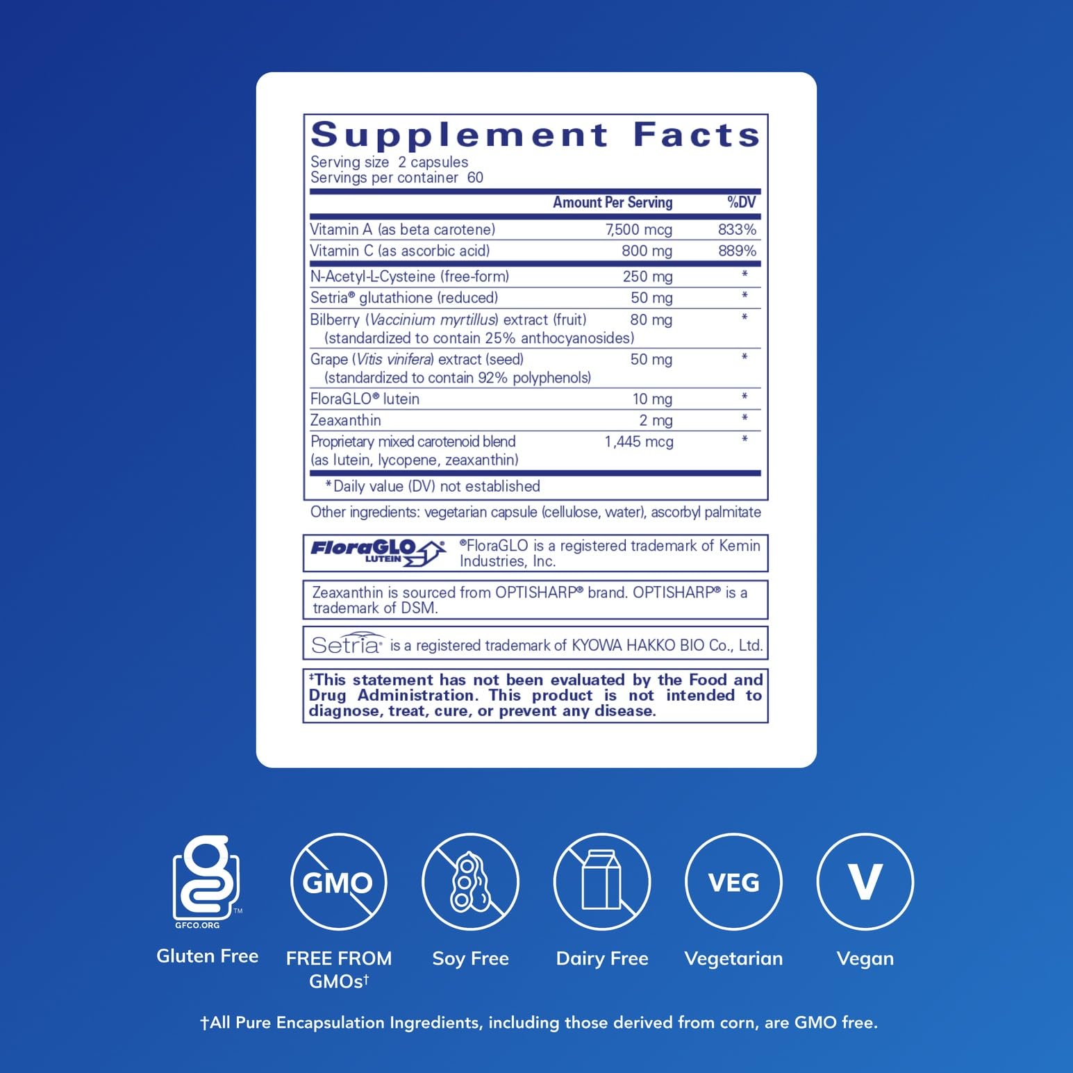 Pure Encapsulations Macular Support Formula | Hypoallergenic, Enhanced Antioxidant Formula for Healthy Eyes | 120 Capsules