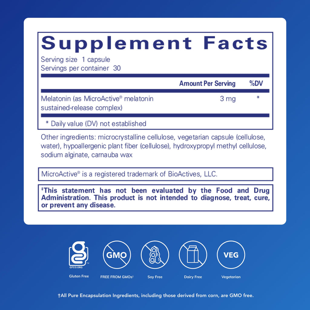 Pure Encapsulations Melatonin-SR – Extended Release Sleep Support (Gluten Free & Vegan) – 30 Capsules