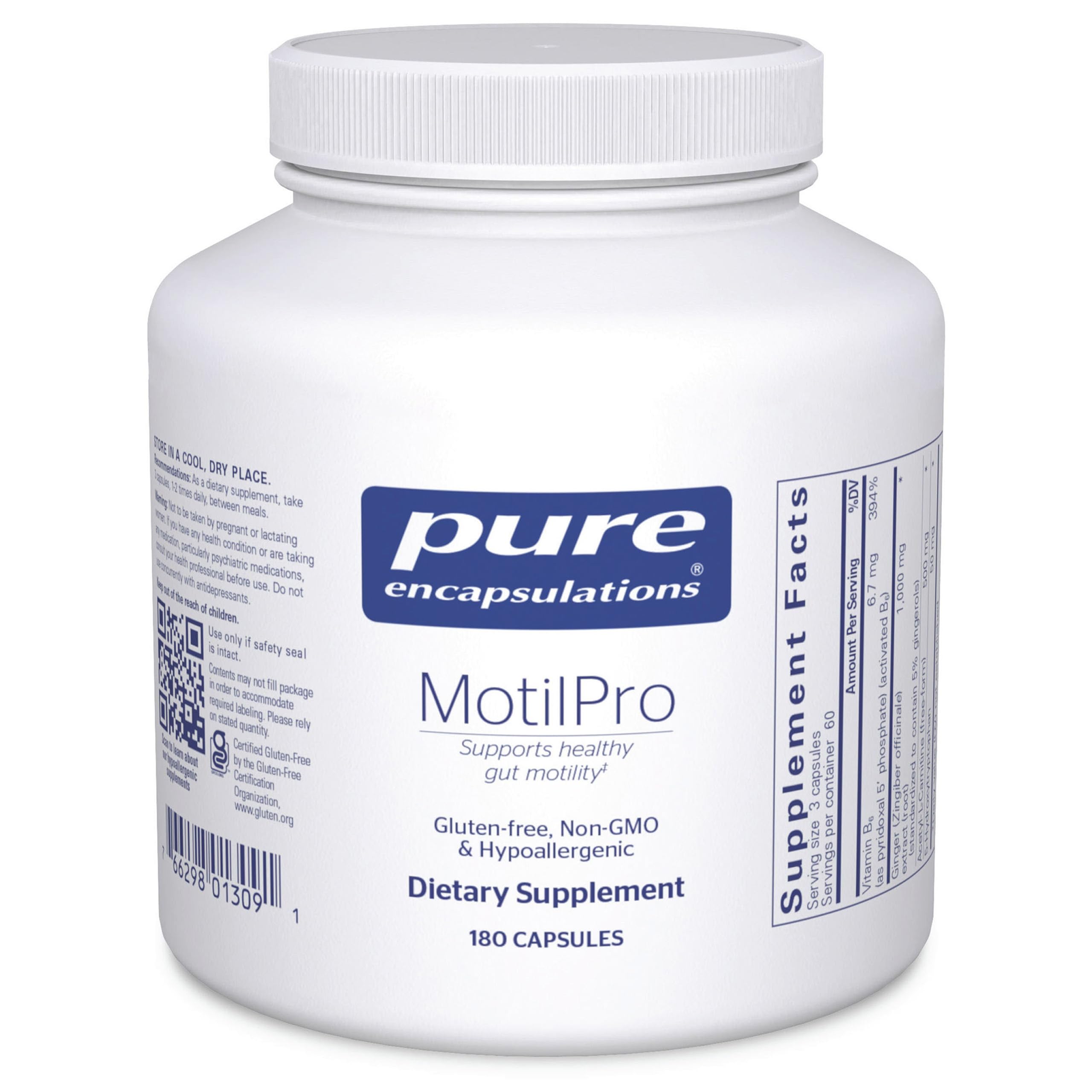 Pure Encapsulations MotilPro | Hypoallergenic Gut Motility Support | 180 Capsules