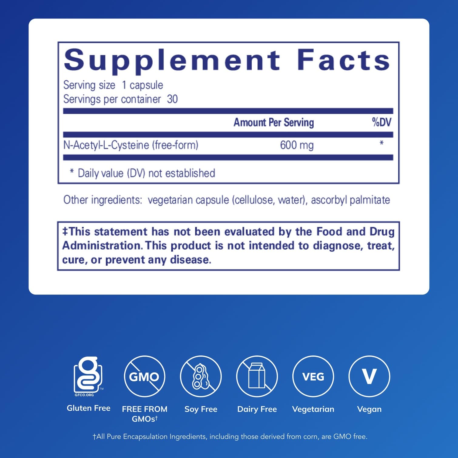 NAC 600 mg – Pure Encapsulations N-Acetyl Cysteine for Lung Health & Immune Support | 30 Capsules