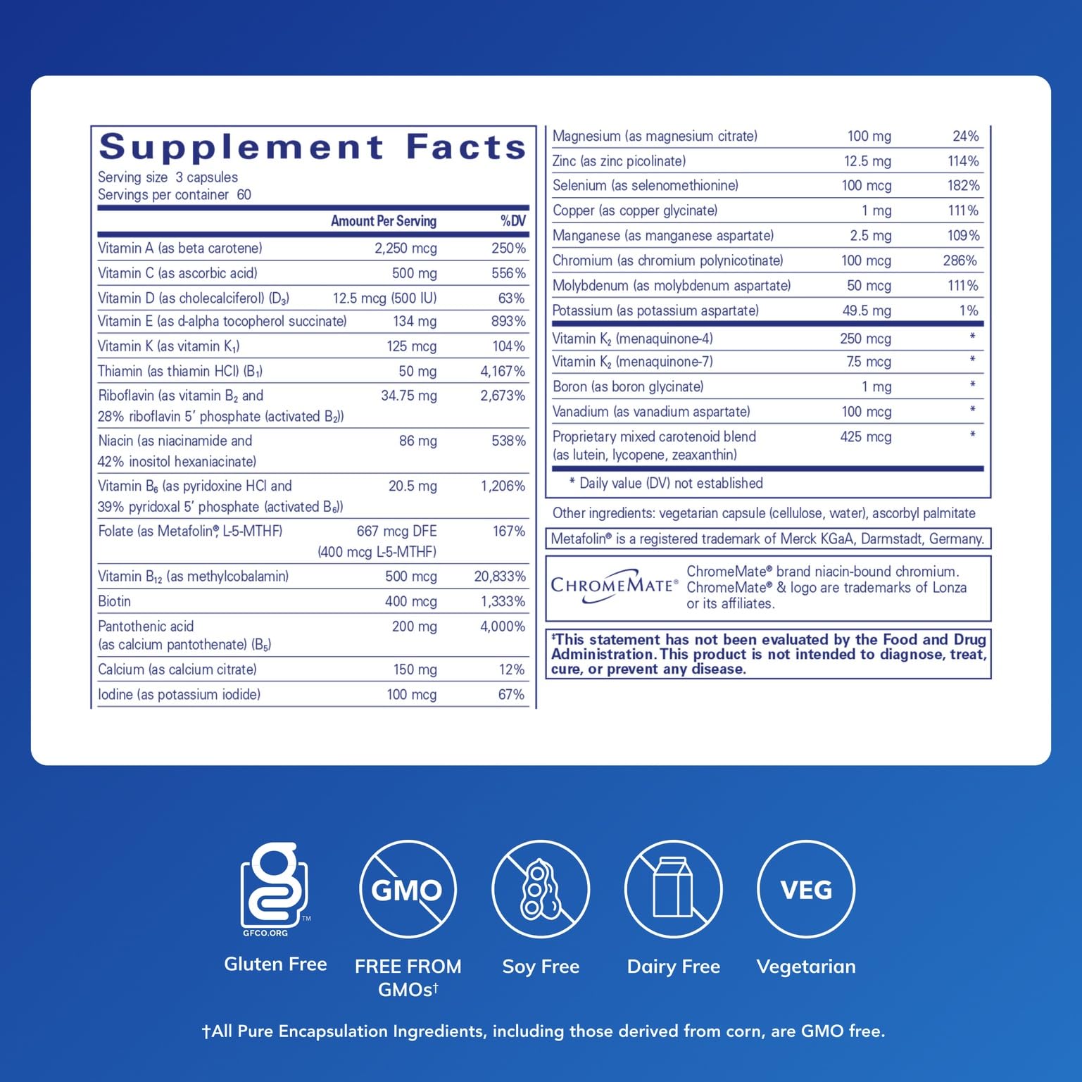 Pure Encapsulations Nutrient 950 with Vitamin K – 180 Capsules – Multivitamin & Mineral for Bone & Arterial Support – Gluten Free & Non-GMO