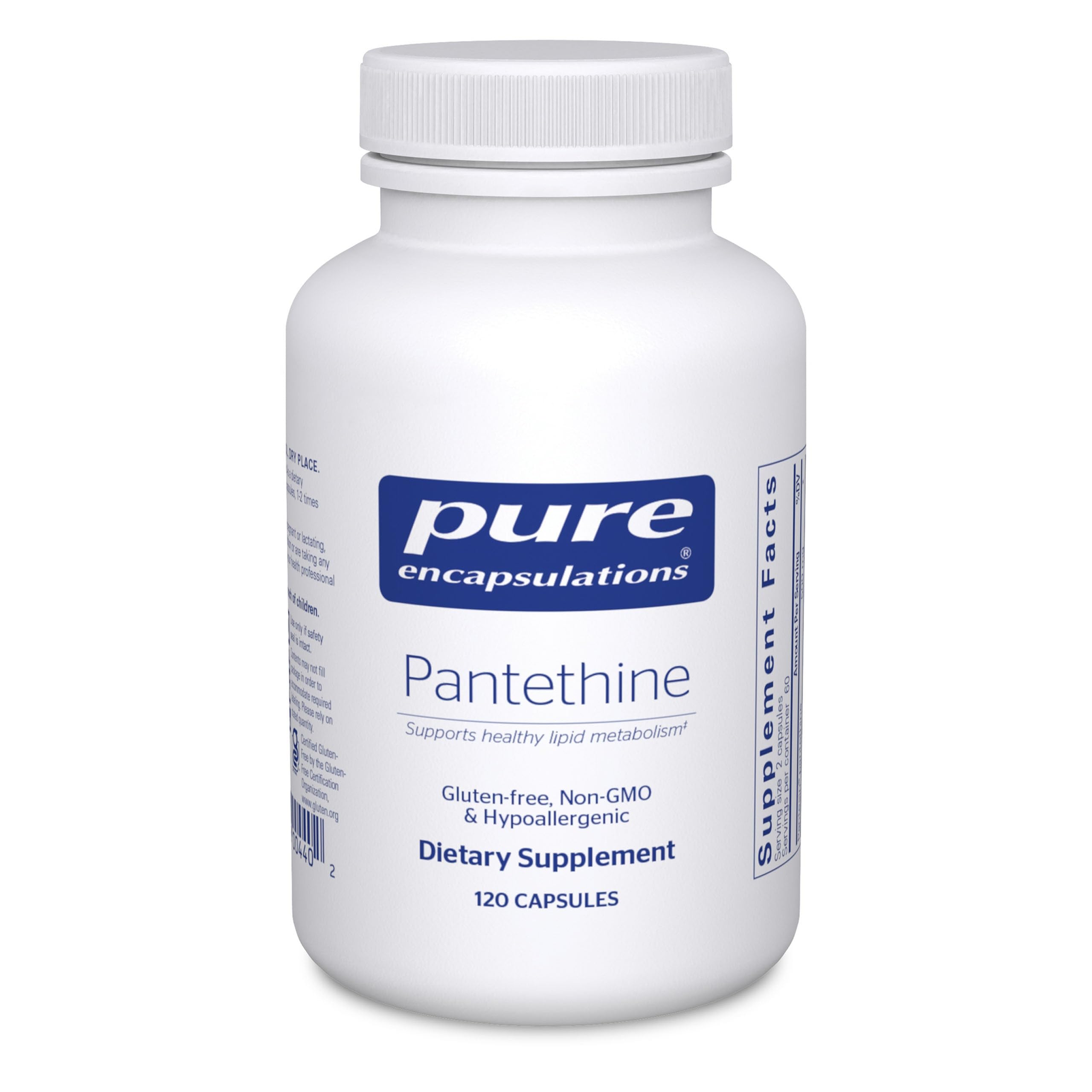 Pantethine | Hypoallergenic Lipid Metabolism & Cardio Support | 120 Capsules | Pure Encapsulations