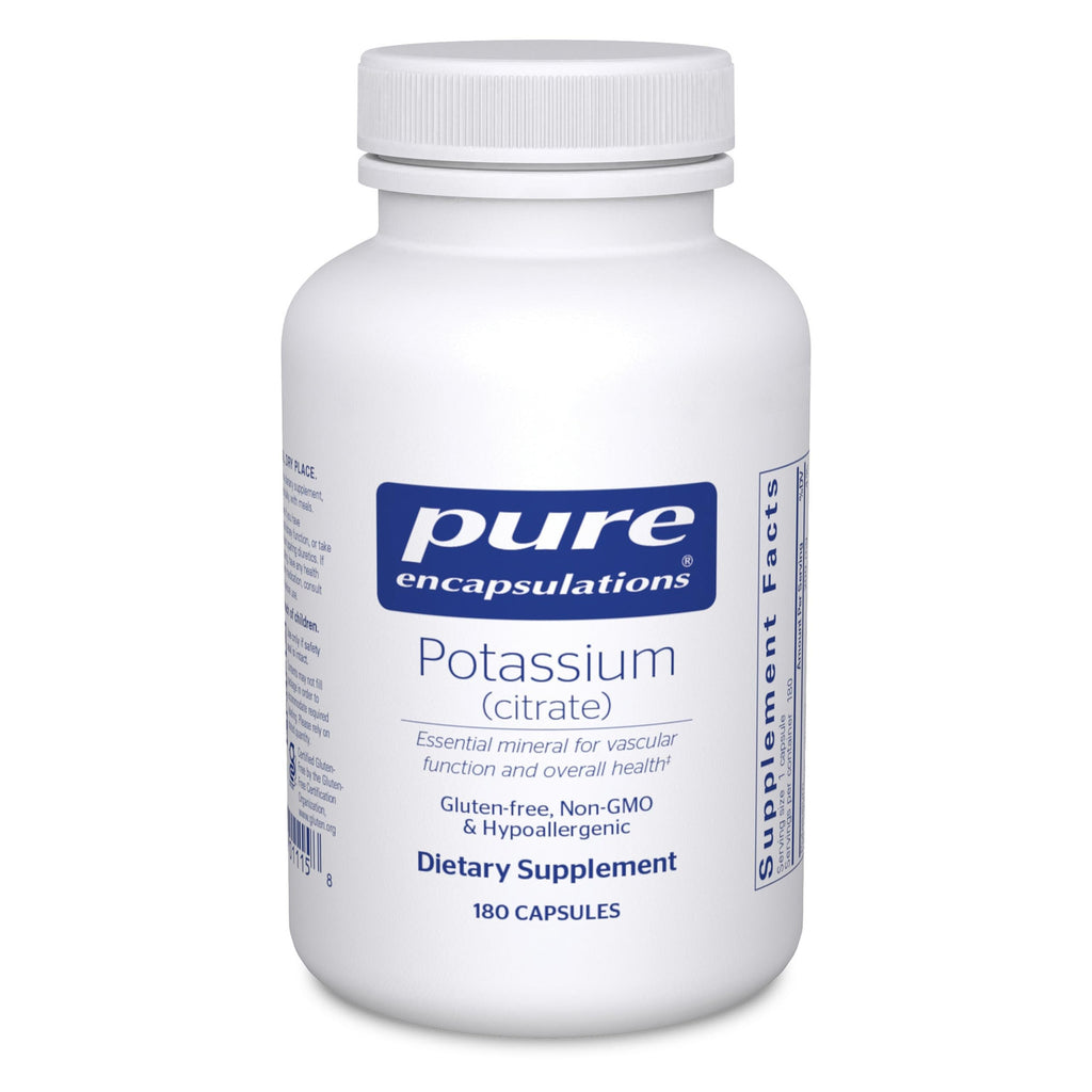 Pure Encapsulations Potassium (Citrate) – Essential Electrolyte for Nerve, Heart & Energy | 180 Capsules