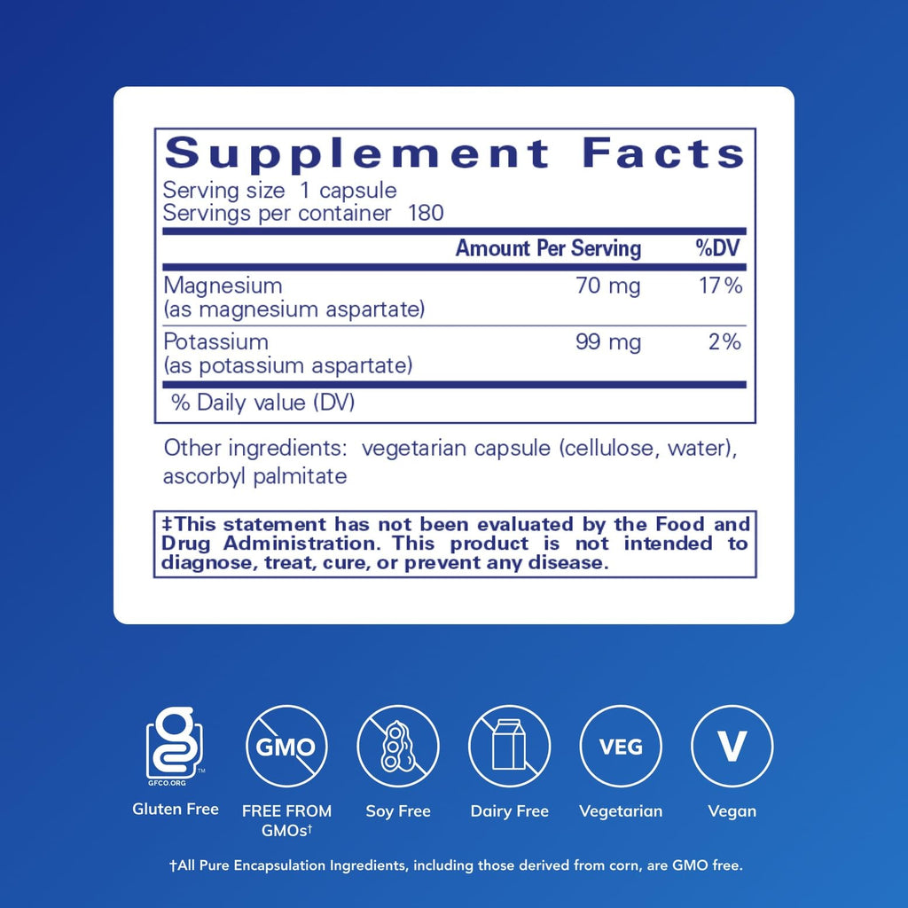 Pure Encapsulations Potassium Magnesium (Aspartate) | Heart, Muscle & Nerve Health | 180 Capsules