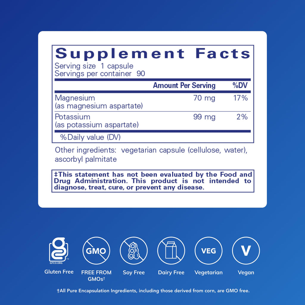 Pure Encapsulations Potassium Magnesium (Aspartate) | Supplement to Support Heart, Muscular, Bone, and Nerve Health* | 90 Capsules