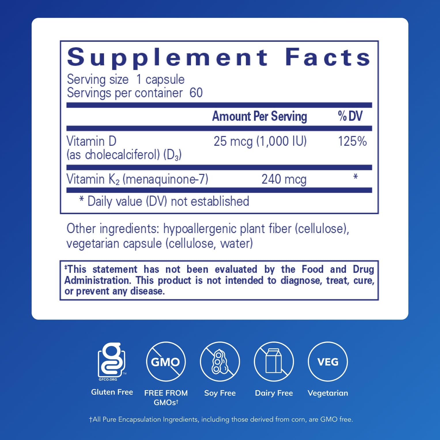 Pure Encapsulations PureHeart K2D – Vitamin K2 (MK7) & Vitamin D3 Heart Health Supplement – 60 Vegetarian Capsules