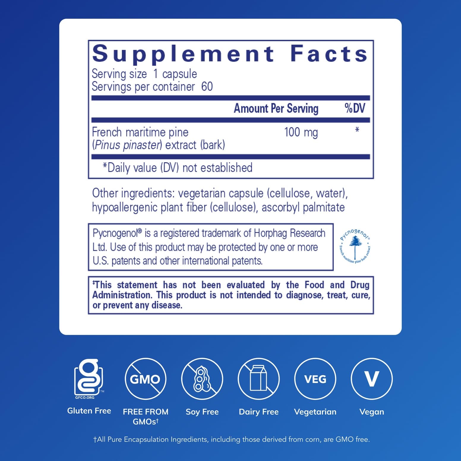 Pure Encapsulations Pycnogenol 100 mg – Hypoallergenic Vascular Support & Antioxidant Supplement | 60 Capsules