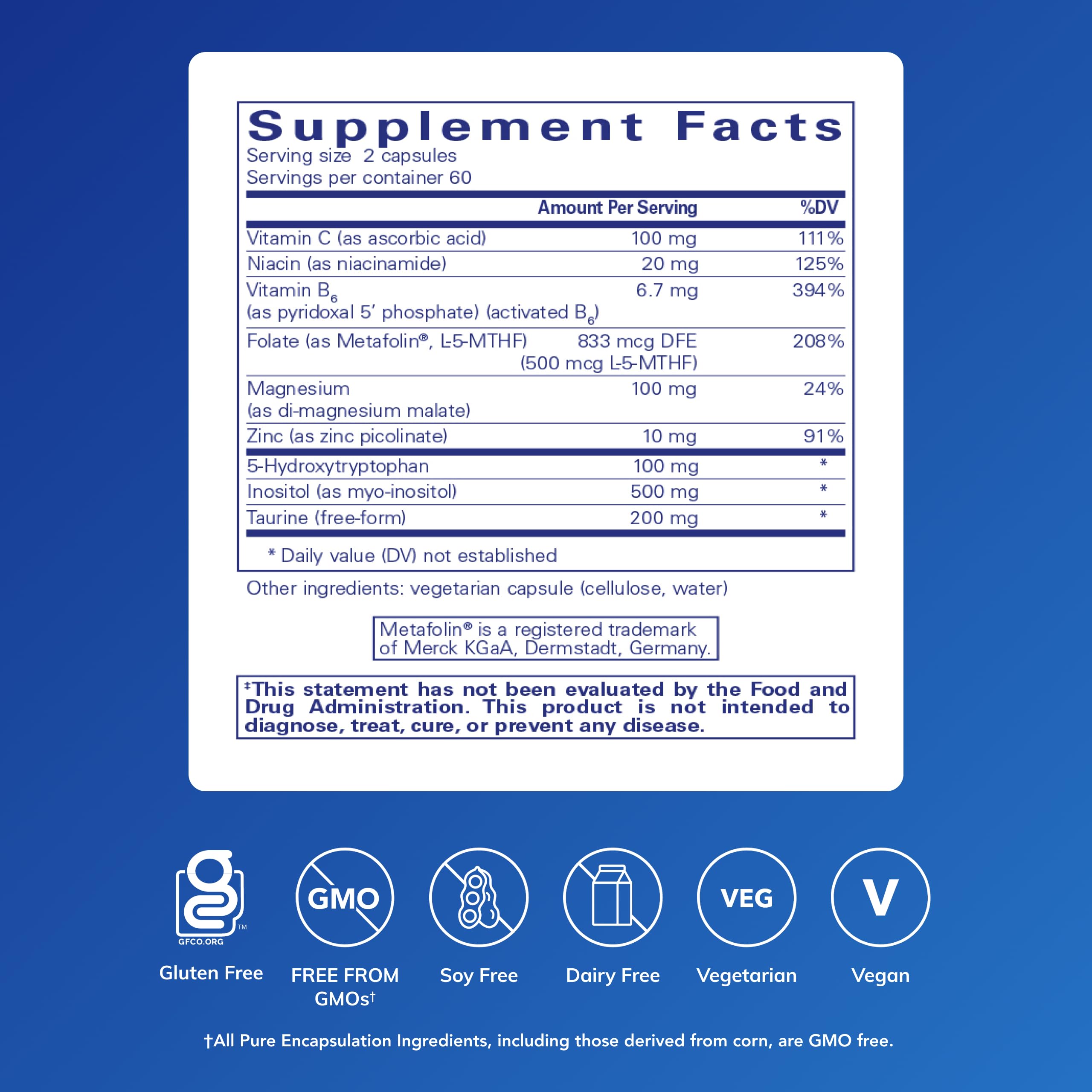 Pure Encapsulations SeroPlus | Hypoallergenic Serotonin Support for Calm, Balanced Mood | 120 Capsules