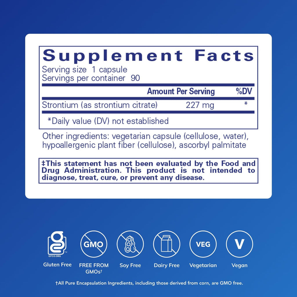 Pure Encapsulations Strontium (Citrate) | Hypoallergenic Dietary Supplement to Support Healthy Bones* | 90 Capsules