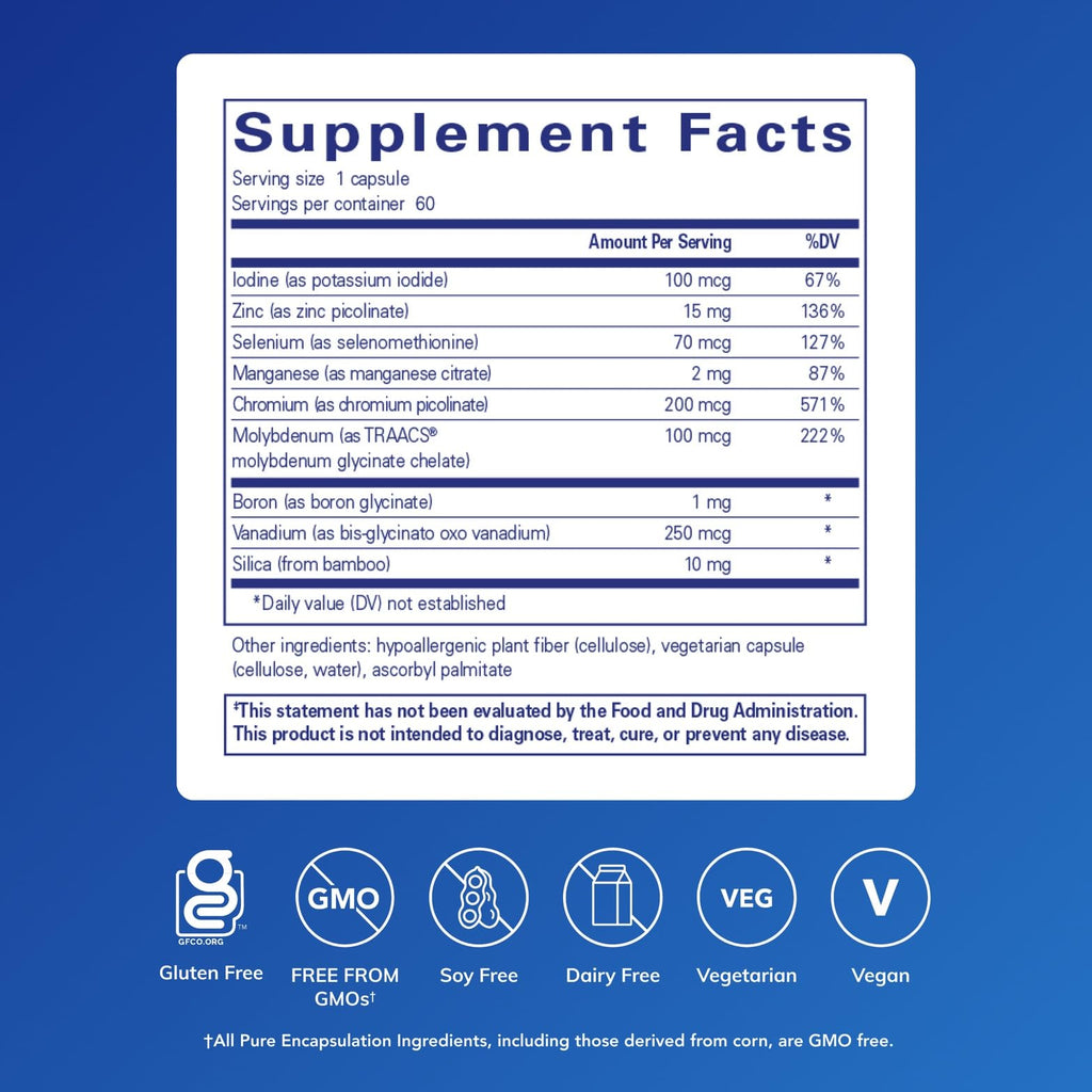 Pure Encapsulations Trace Minerals – Multimineral Supplement (60 Capsules) – Gluten Free & Vegan