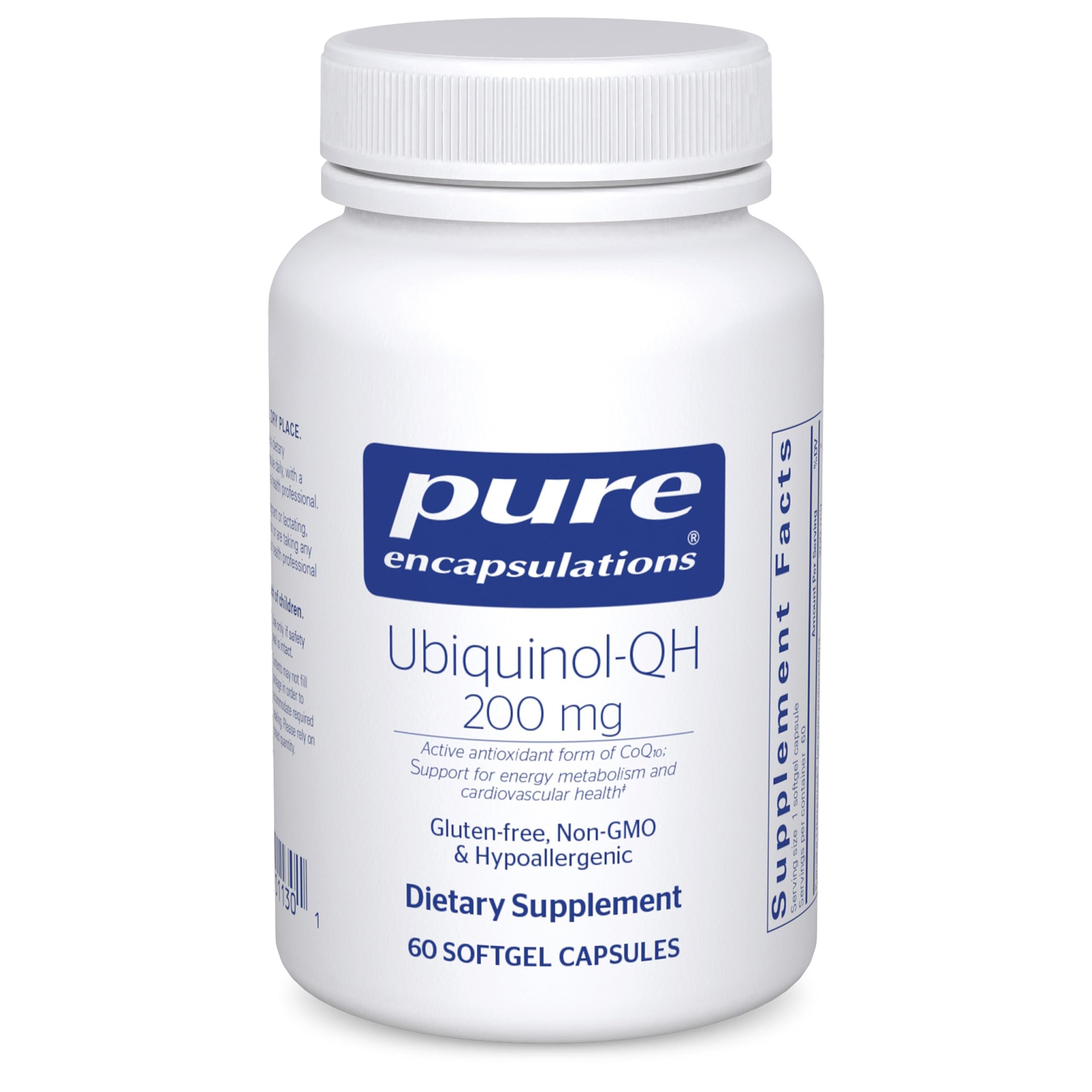 Pure Encapsulations Ubiquinol-QH 200 mg | Active CoQ10 for Heart Health & Energy Metabolism | 60 Softgel Capsules