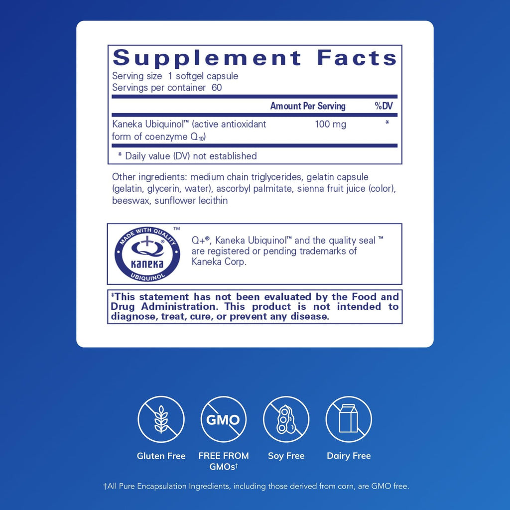 Pure Encapsulations Ubiquinol-QH 100 mg CoQ10 — Energy Metabolism & Heart Health