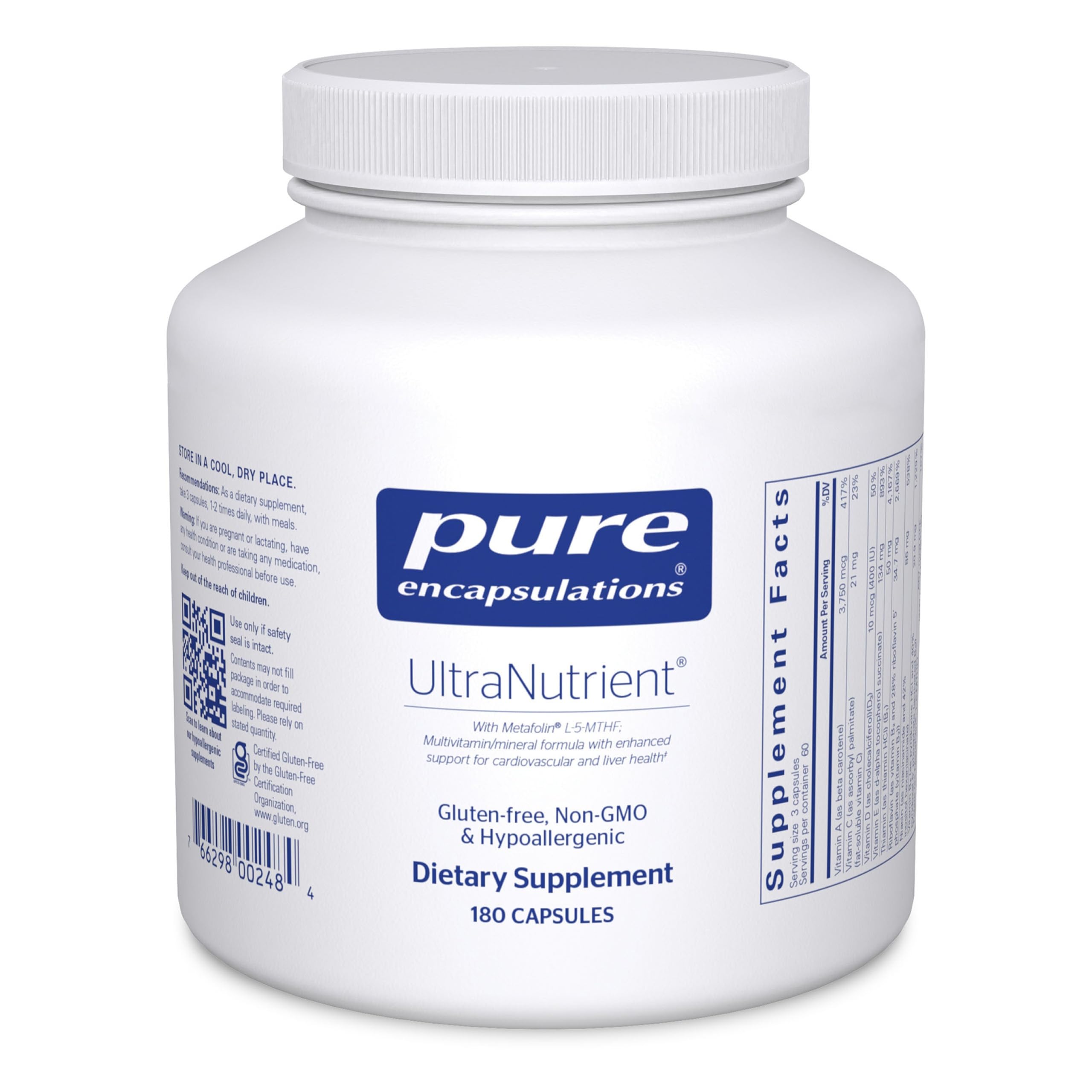 Pure Encapsulations UltraNutrient – Minerals & Multivitamins for Heart & Liver Support | Gluten Free, 180 Capsules