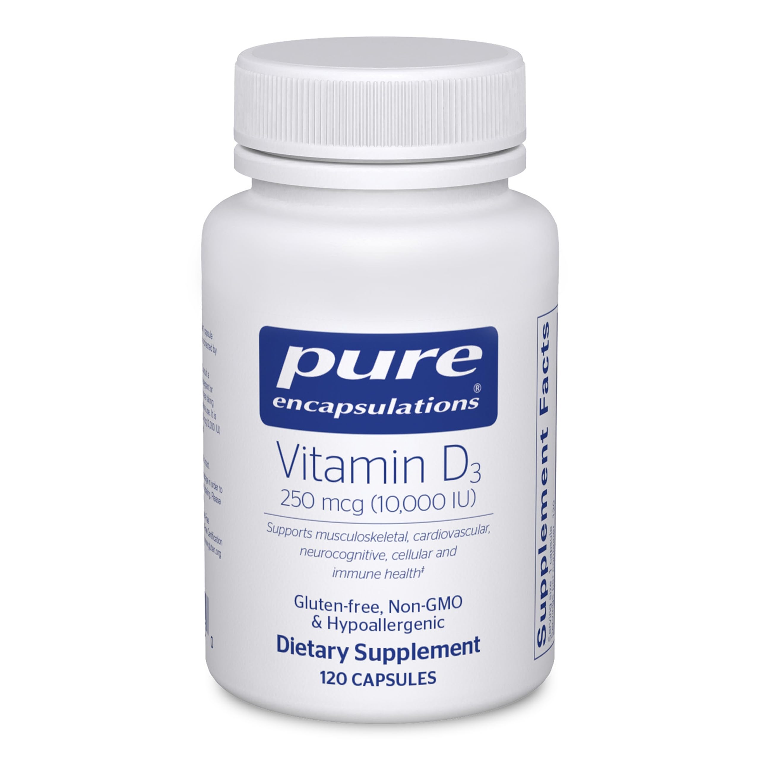 Pure Encapsulations Vitamin D3 250 mcg (10,000 IU) | Bone, Immune & Heart Support – 120 Capsules