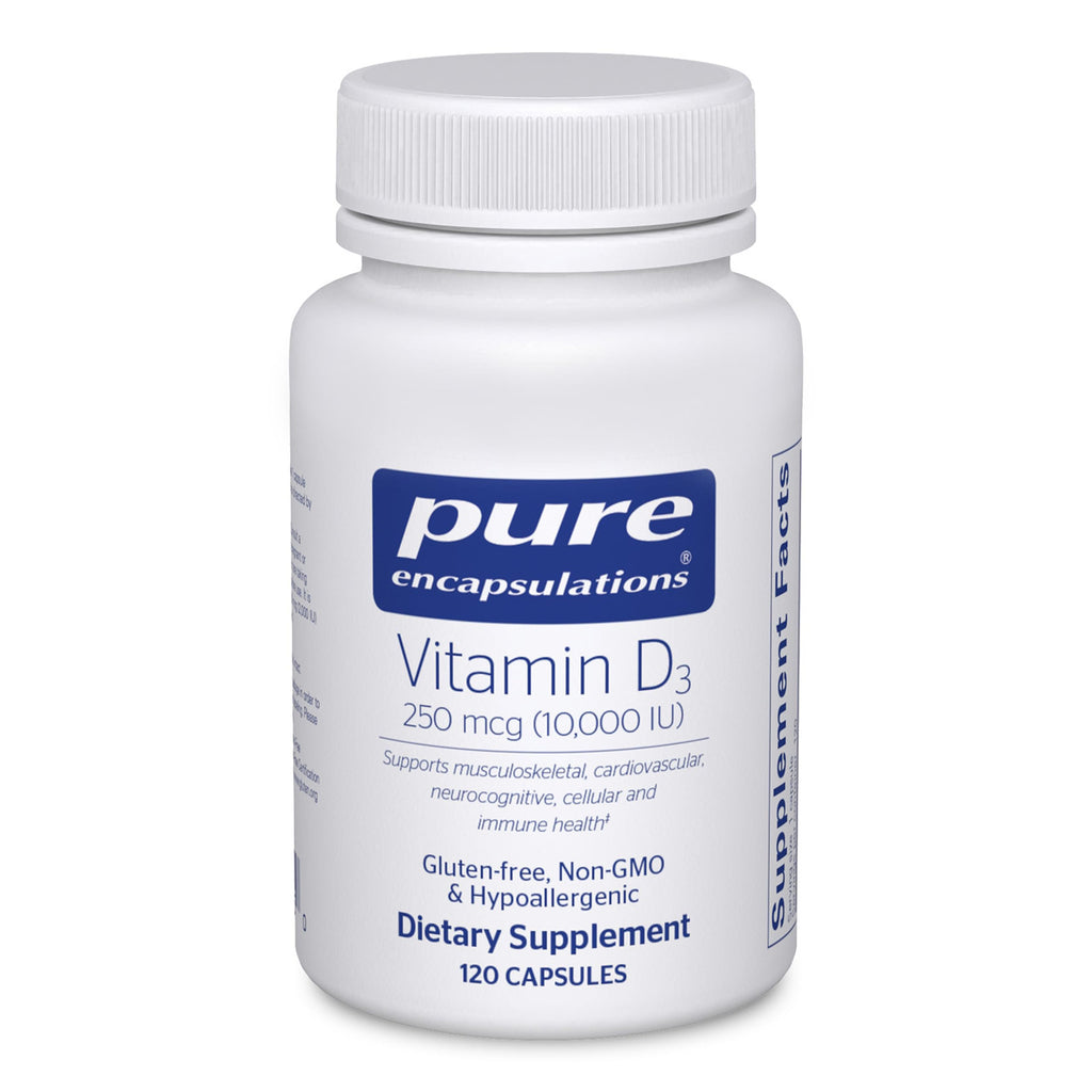 Pure Encapsulations Vitamin D3 250 mcg (10,000 IU) | Bone, Immune & Heart Support – 120 Capsules