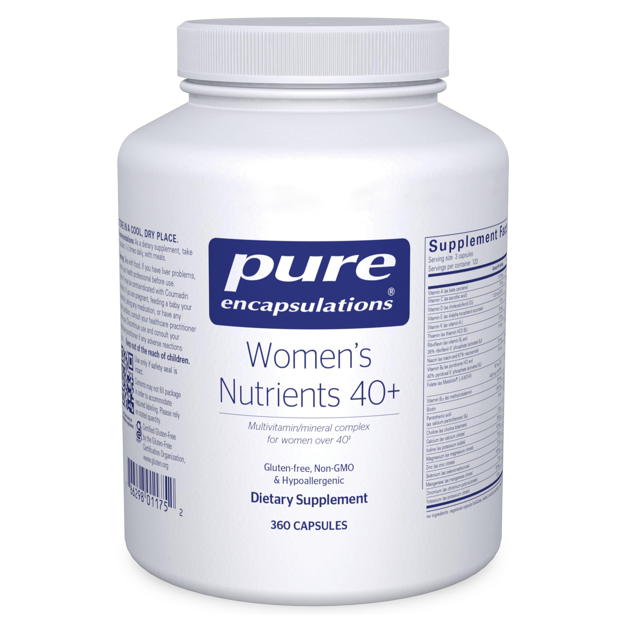 Pure Encapsulations Women's Nutrients 40+ – Multivitamin for Women Over 40 (360 Capsules) | Urinary Tract Health, Eye Integrity & Breast Cell Health