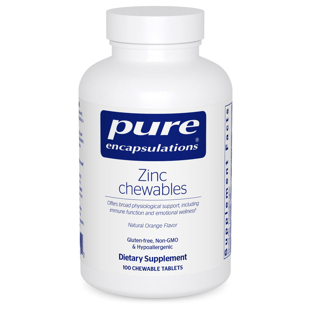 Pure Encapsulations Zinc Chewables | Immune Support, Growth & Wound Healing | 100 Orange Tablets
