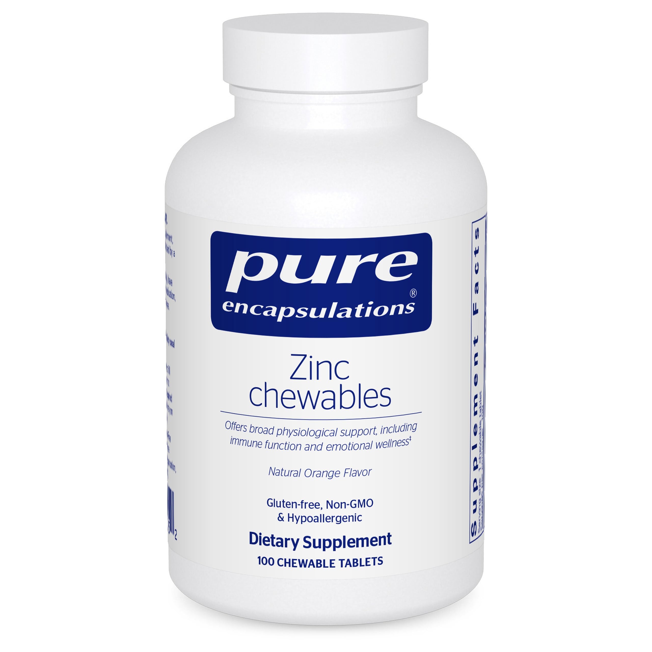 Pure Encapsulations Zinc Chewables | Immune Support, Growth & Wound Healing | 100 Orange Tablets