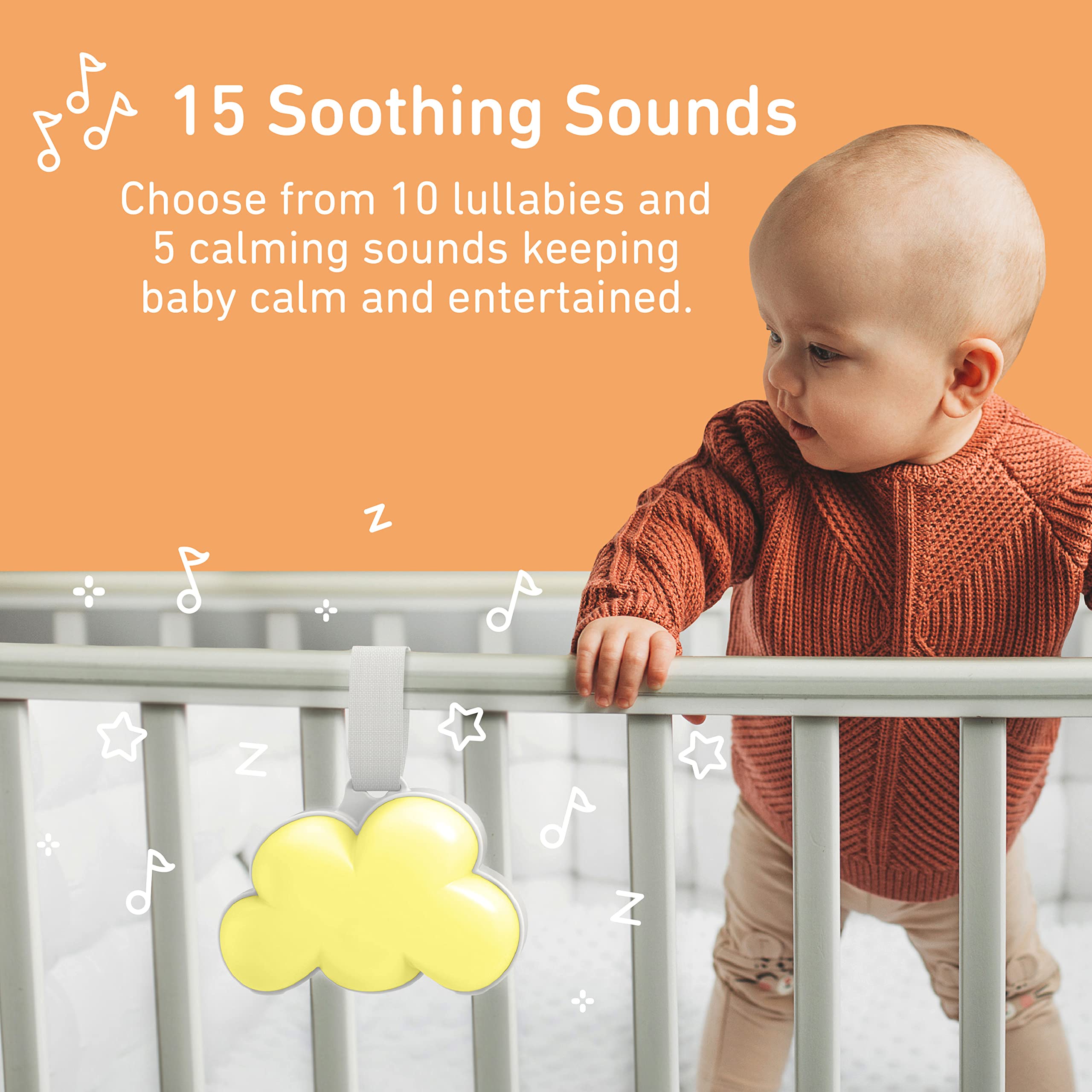 Pure Enrichment PureBaby Cloud Portable Sound Machine & Night Light, 15 Sounds, Battery-Operated, Travel-Friendly