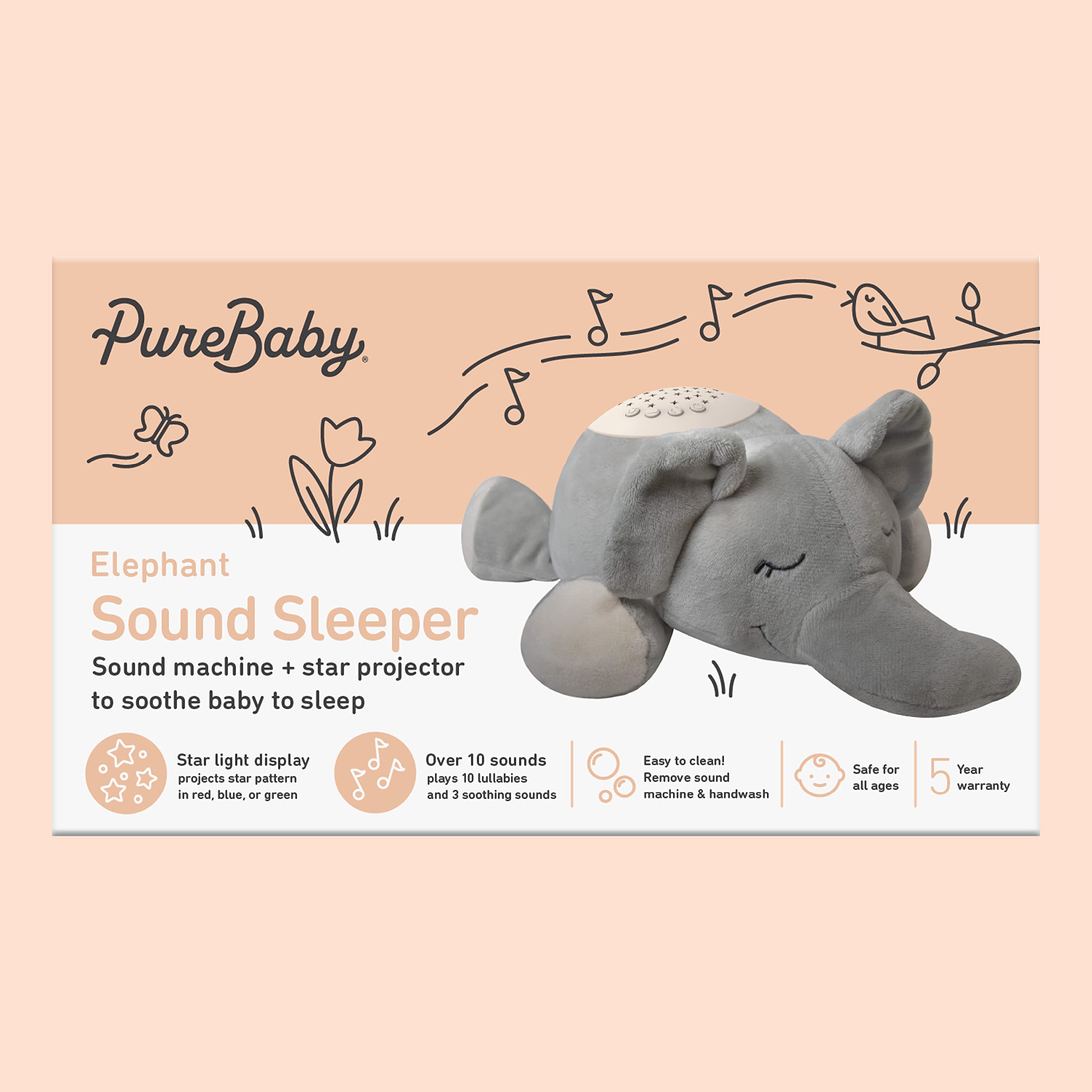 Pure Enrichment PureBaby Sound Sleepers: Portable Baby Sound Machine & Star Projector