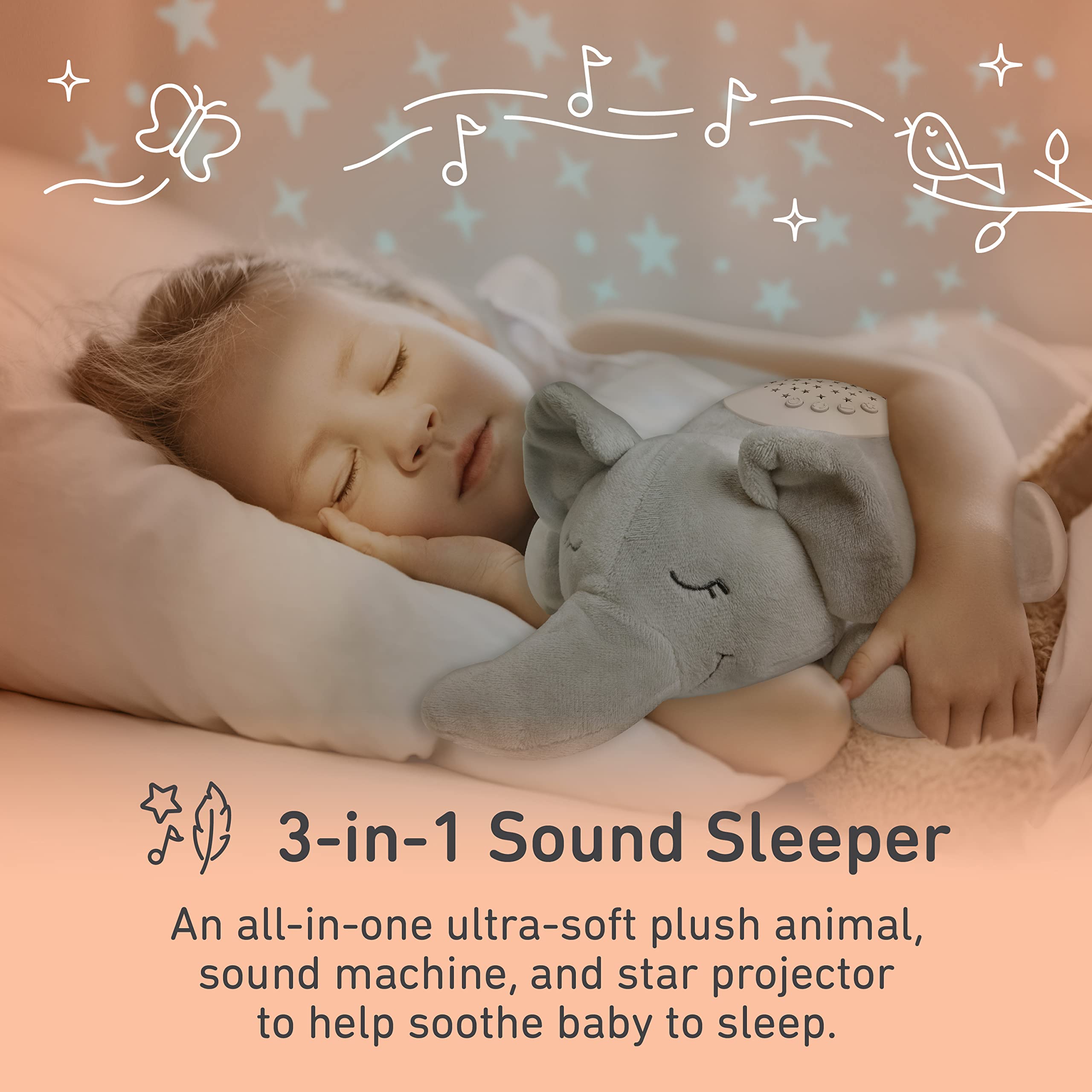 Pure Enrichment PureBaby Sound Sleepers: Portable Baby Sound Machine & Star Projector