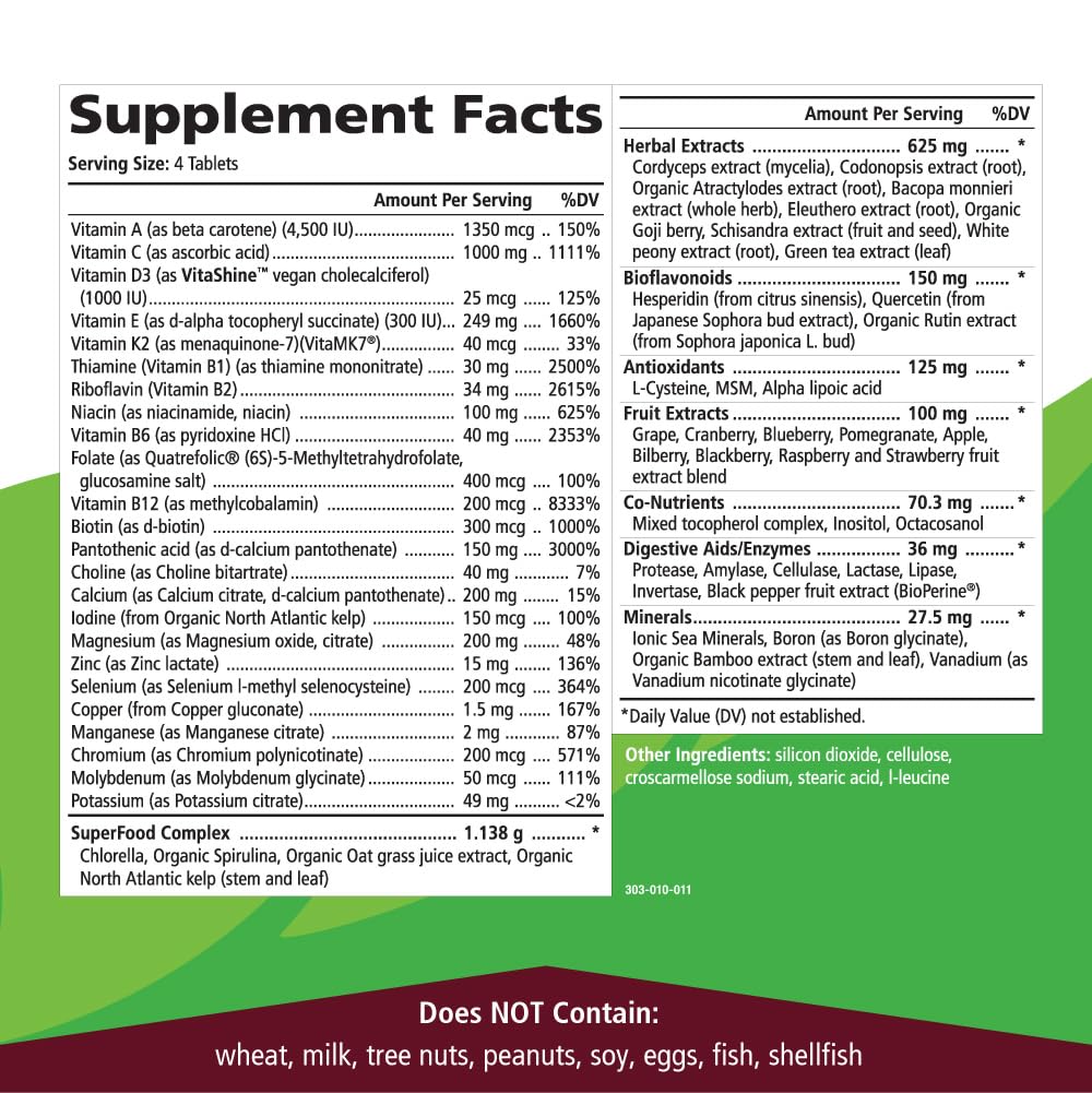 LifeEssence Multivitamin by Pure Essence Labs – 240 Tablets (Women & Men)