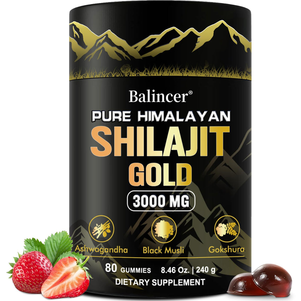 Pure Himalayan Shilajit Gummies Gold – Lab Tested, Ashwagandha & Gokshura