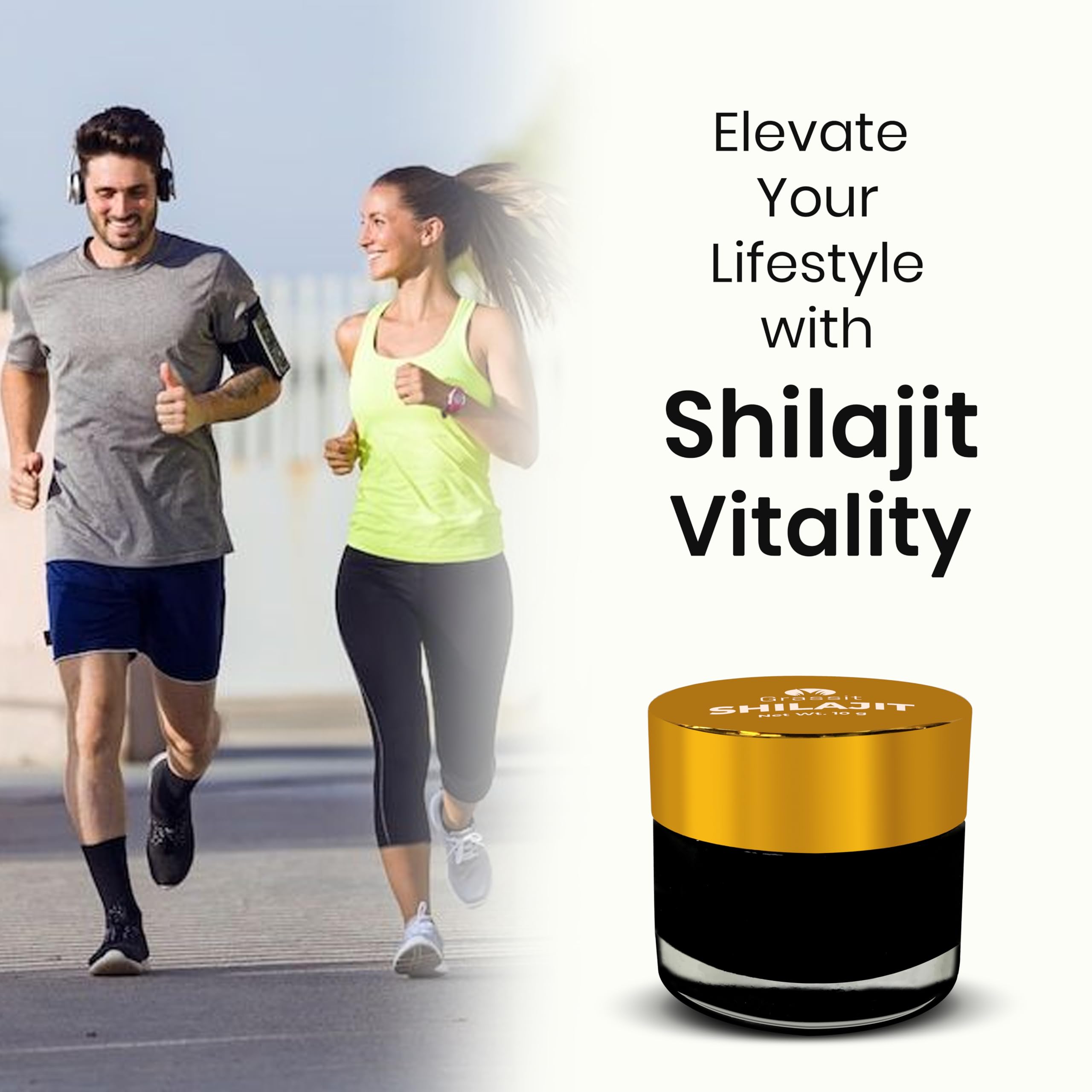Grassit Shilajit Resin 10G - 85+ Minerals & Fulvic Acid for Energy, Focus & Immunity