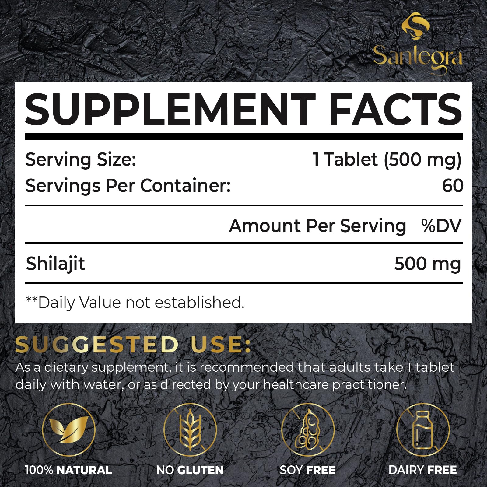 30,000 MG Shilajit Tablets — 100% Pure Himalayan Shilajit, 120 Count