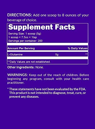 Pure L-Glutamine – Made in the USA, 1000g (200 Servings) – Vegan, Non-GMO, Gluten & Soy Free