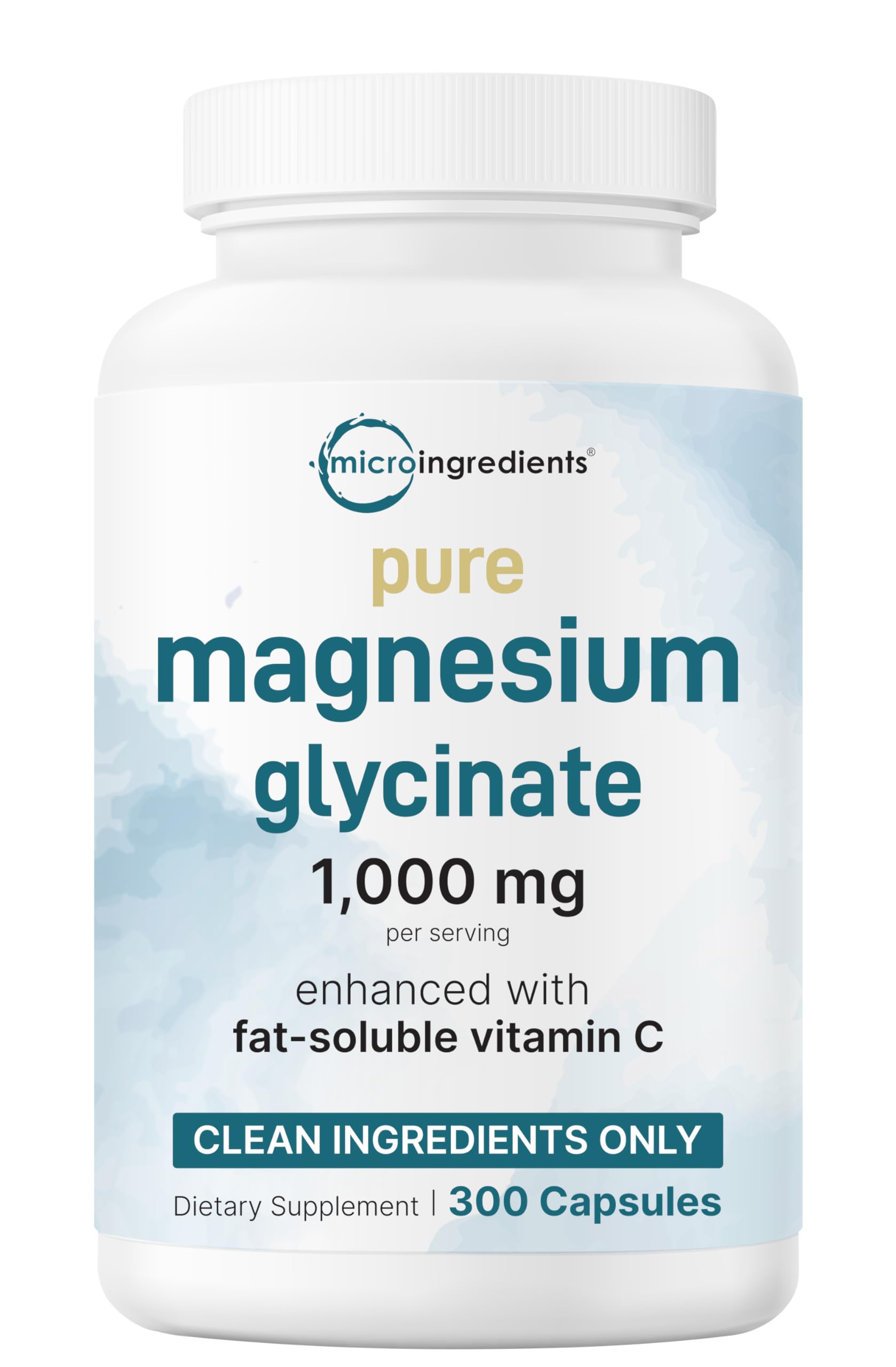 Pure Magnesium Glycinate 1,000mg | 300 Capsules | Chelated for Maximum Absorption + Vitamin C