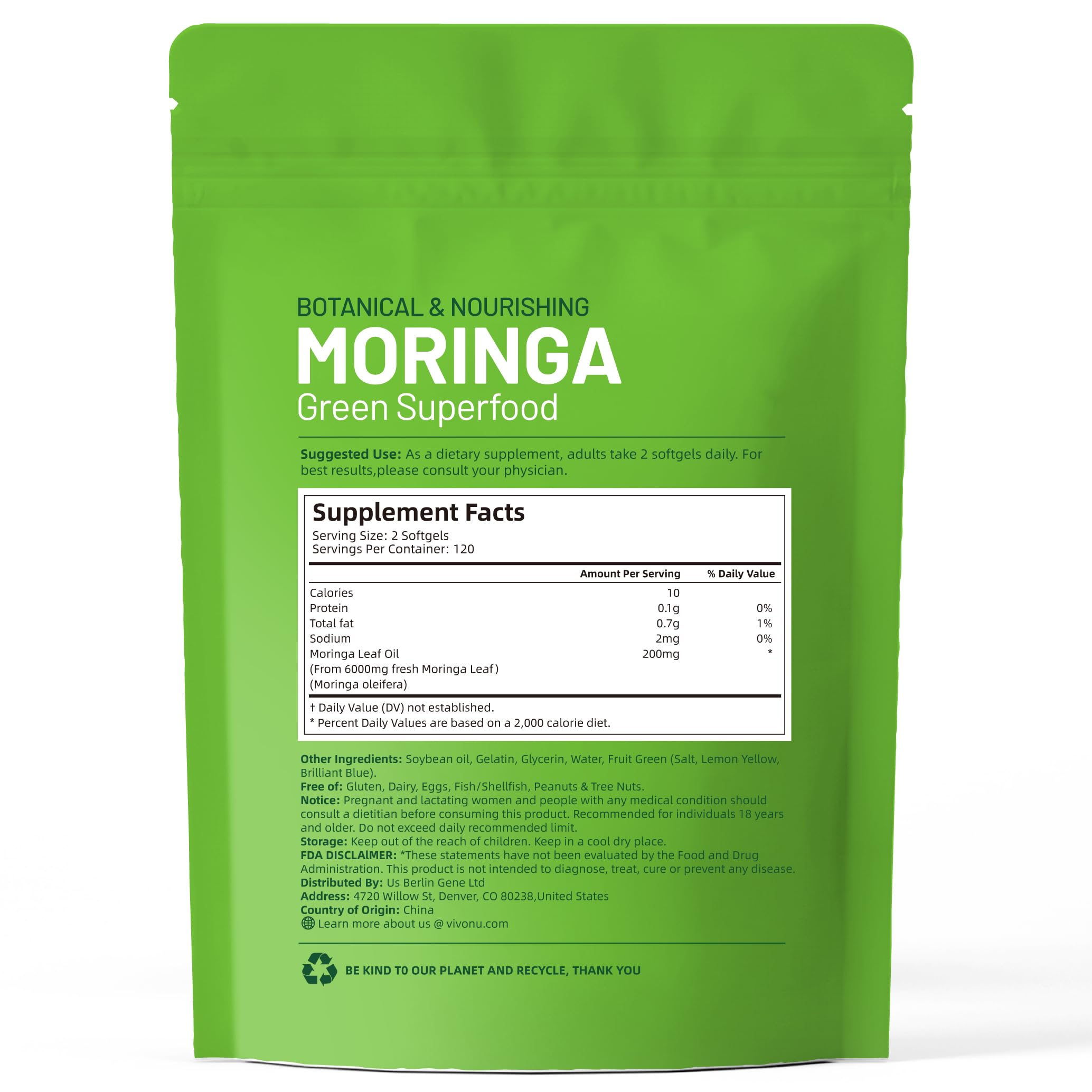 Pure Moringa Capsules 6000mg | 120 Day Supply | Liposomal 98% Absorption
