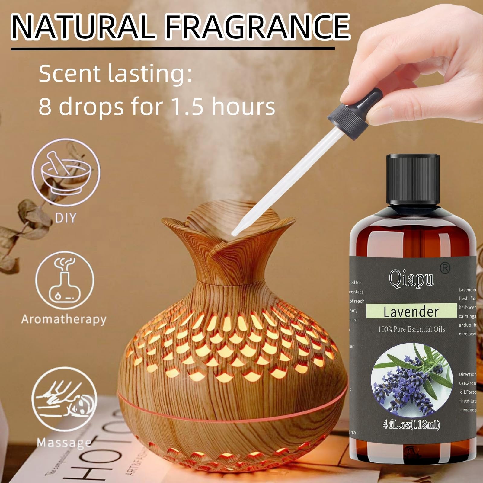 Pure Natural Aromatherapy Essential Oil with Dropper – For Diffusers