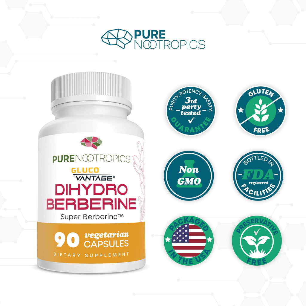 Pure Nootropics: Dihydroberberine (GlucoVantage) 100 mg – 90 Capsules | Super Berberine