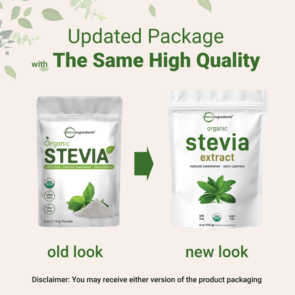 Pure Organic Stevia Powder – 4 oz, Reb-A Green Leaf Extract, Zero Calorie, Keto Friendly