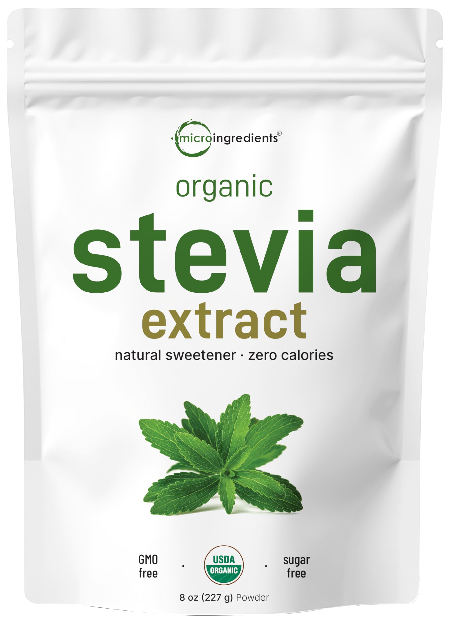 Pure Organic Stevia Powder 8 oz – Reb-A, Zero Calorie Keto Sweetener