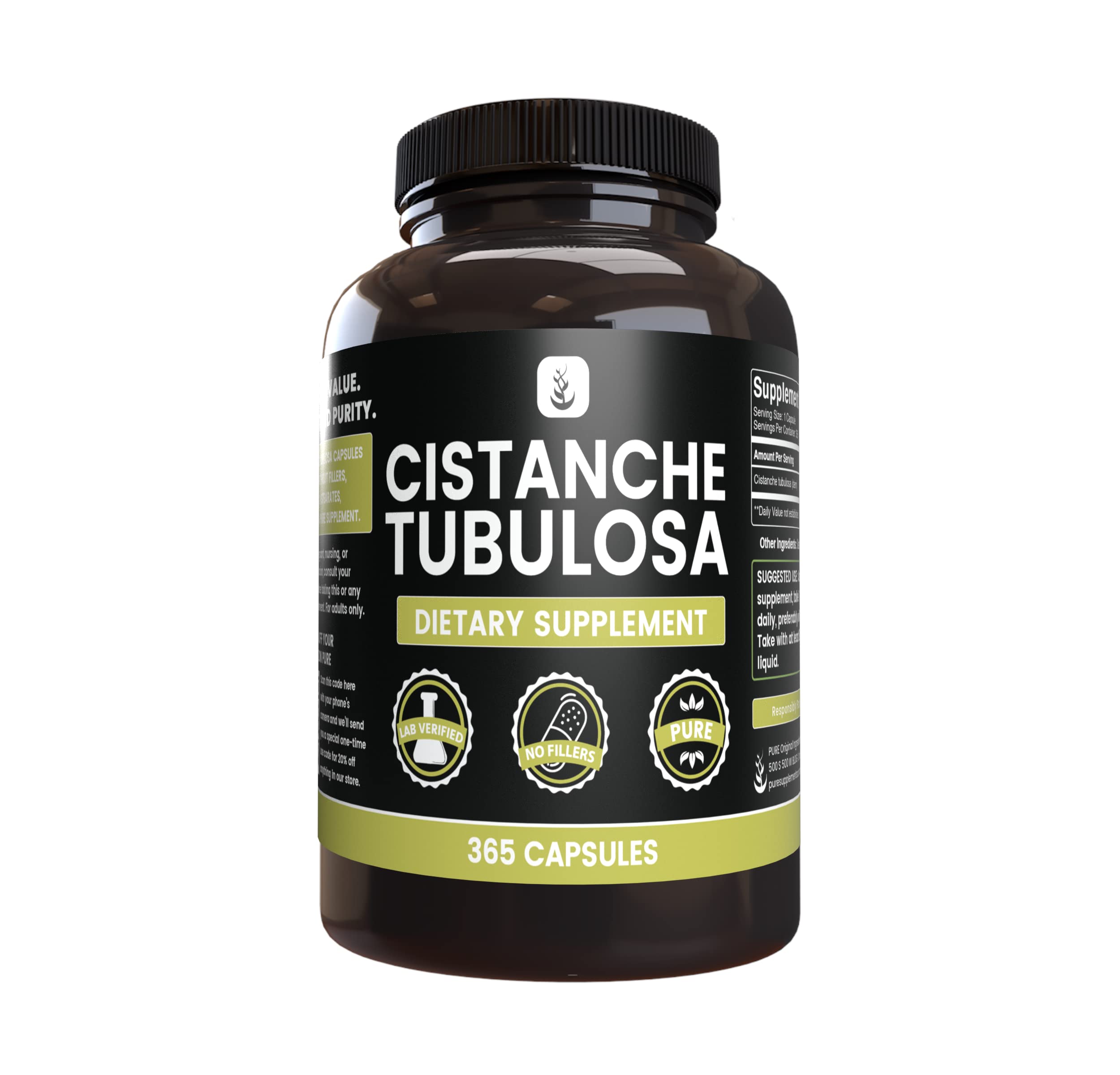 Pure Original Cistanche Tubulosa 365 Capsules – No Fillers, Lab Verified