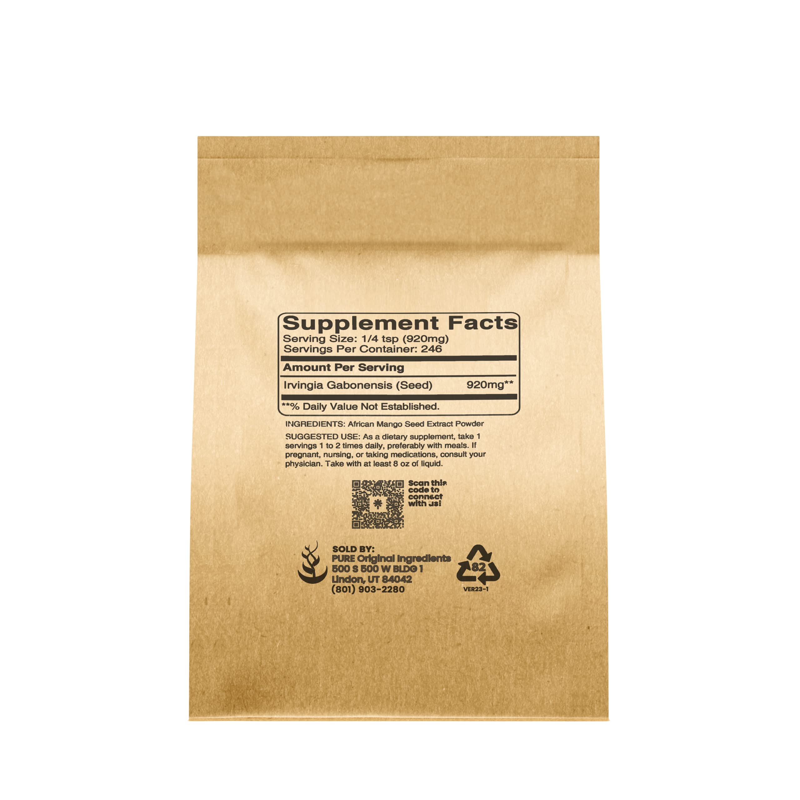 Pure Original Irvingia Seed Extract (African Mango) - 8 oz | No Fillers