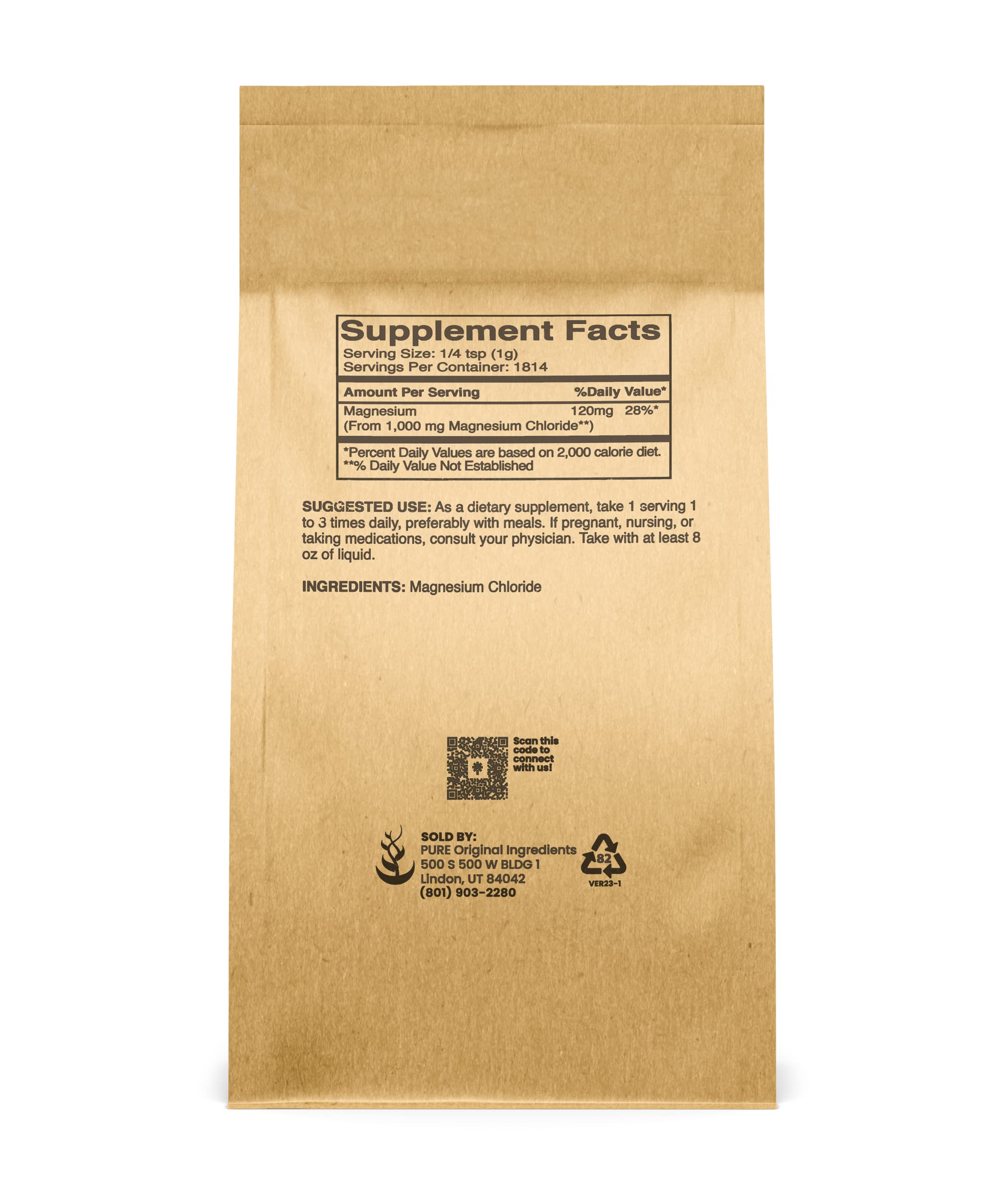 Pure Original Ingredients Magnesium Chloride 4lb – Crystal Powder Oral Supplement