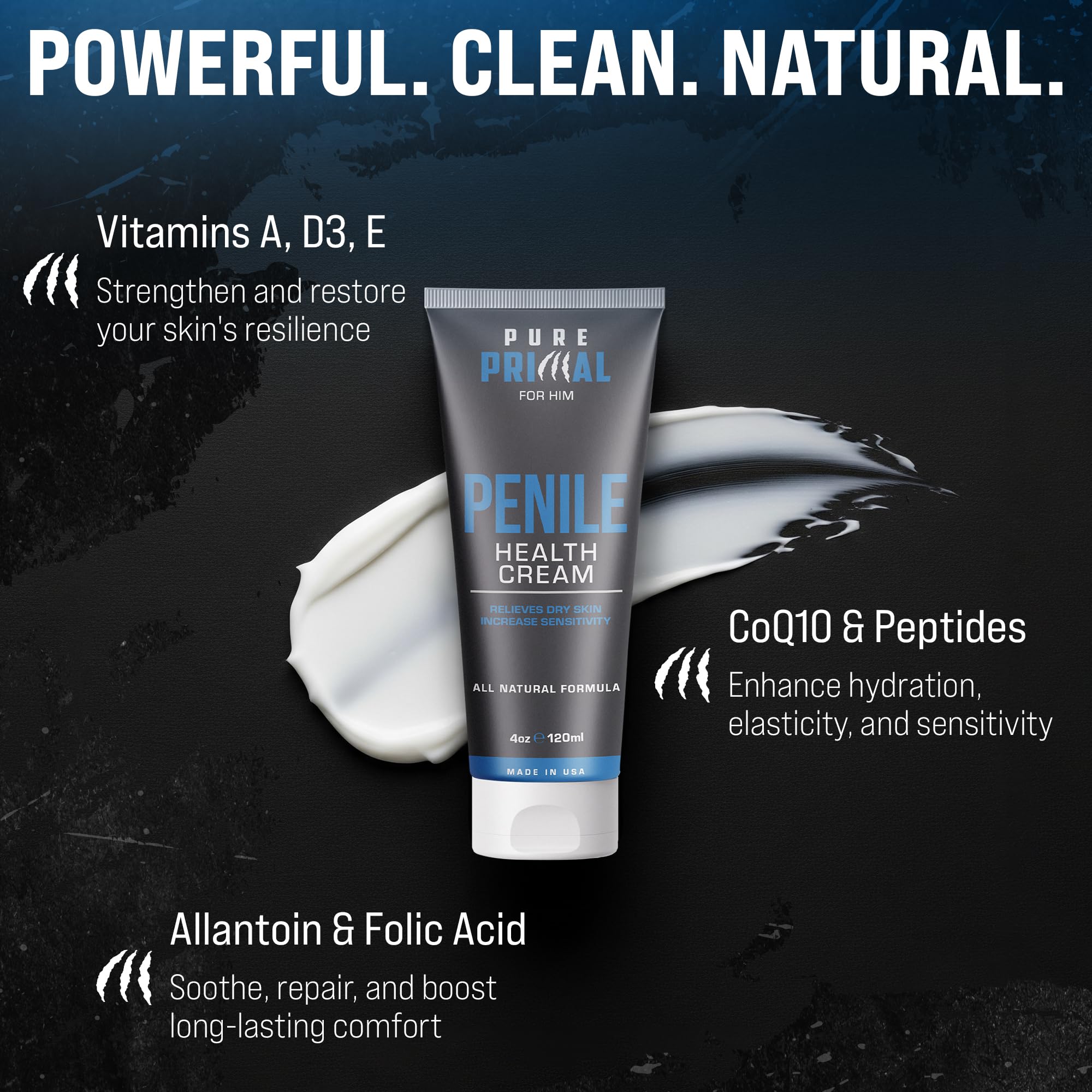 Pure Primal Soothing Skin Cream for Men | Fast-Absorbing Daily Moisturizer for Delicate Areas